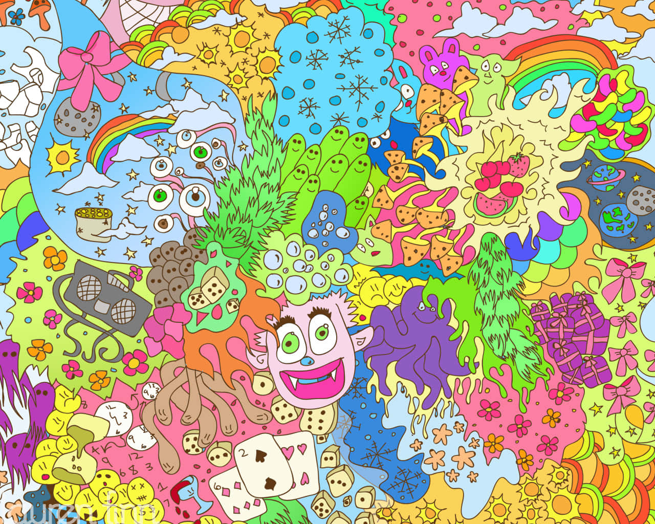 Farverig Trippy Doodle Art Billede