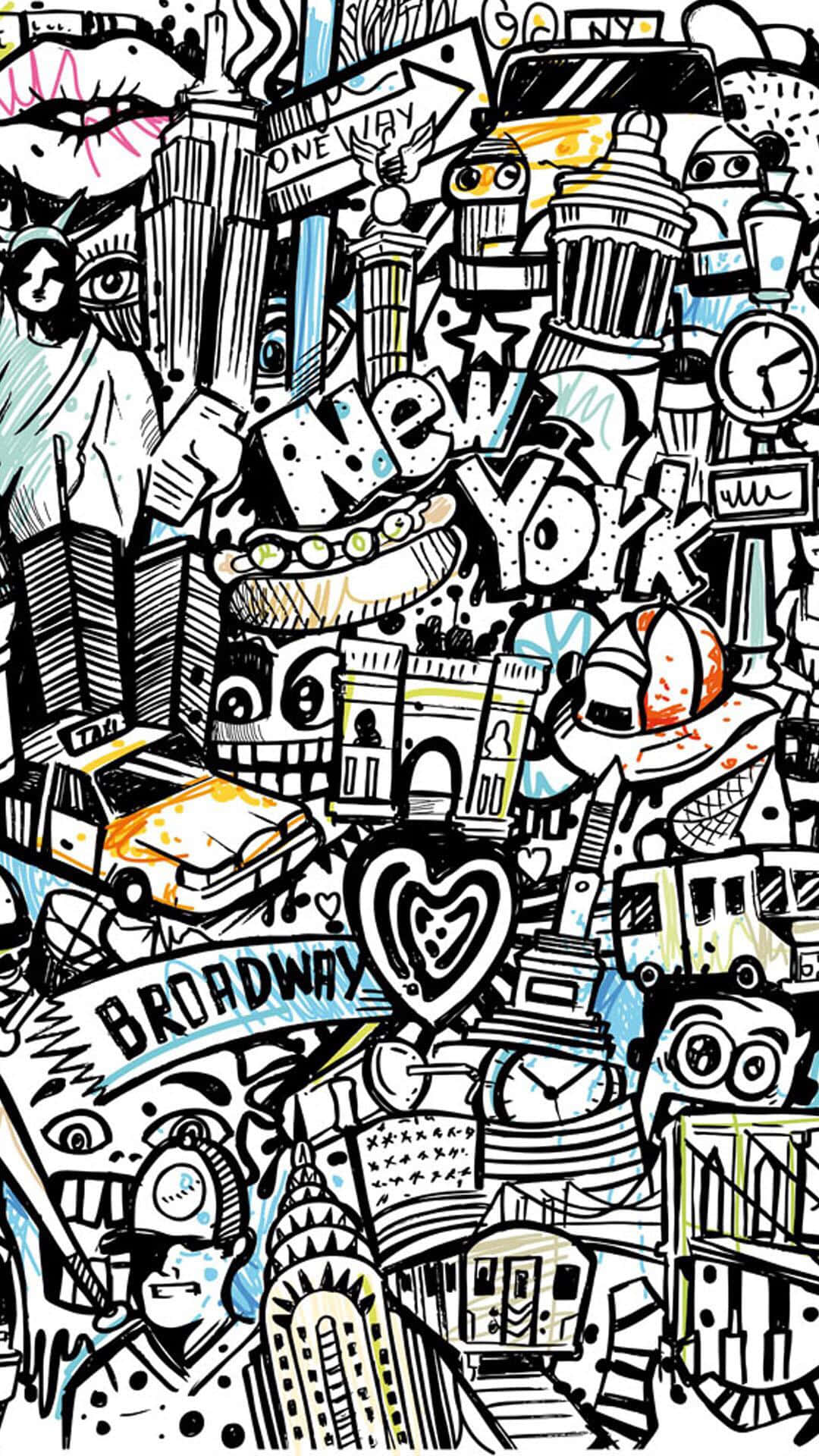 Newyork Ausmalbild-doodle-kunstbild