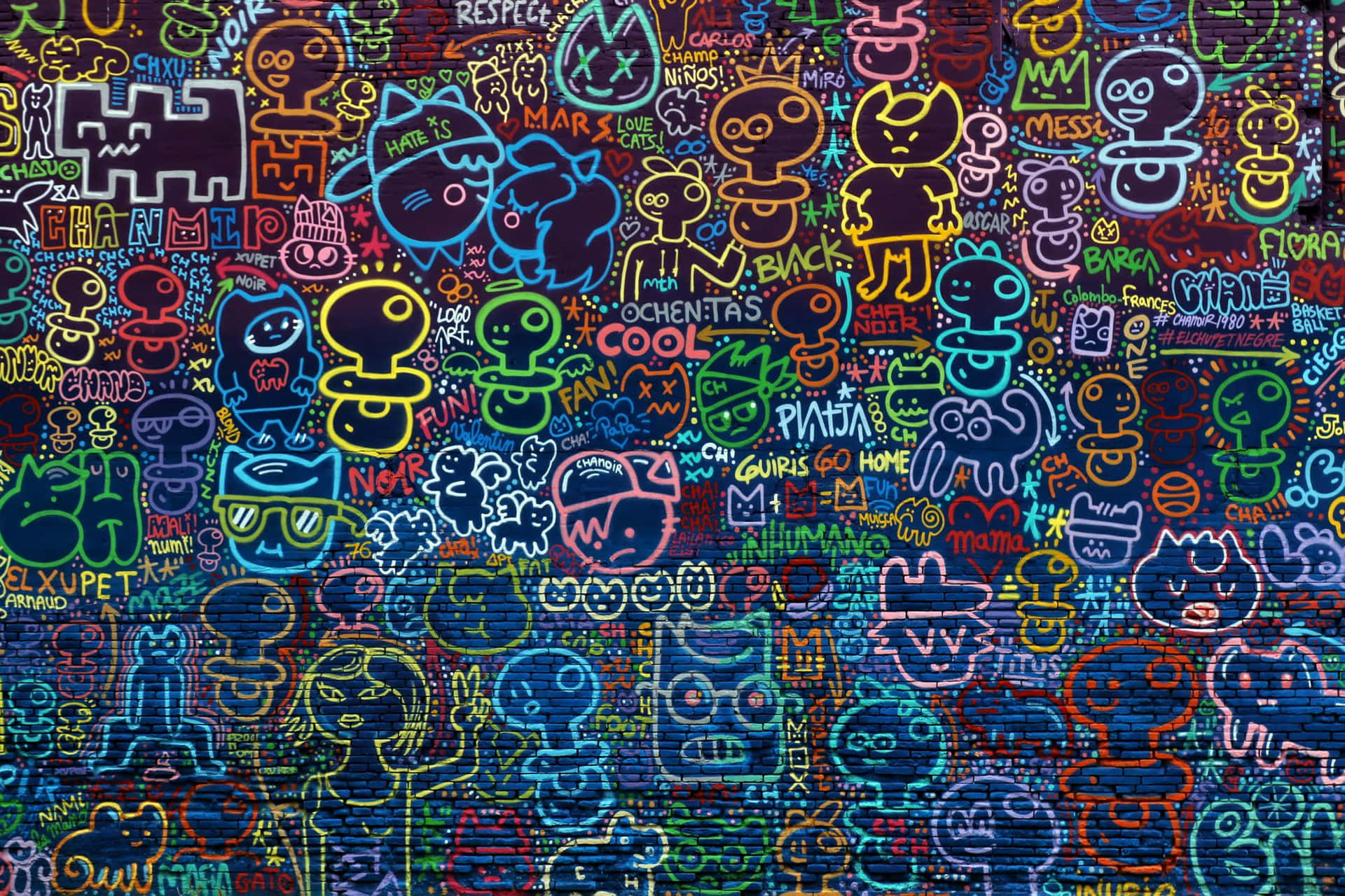 Multifarvet Glitched Doodle Kunst Billede Tapet