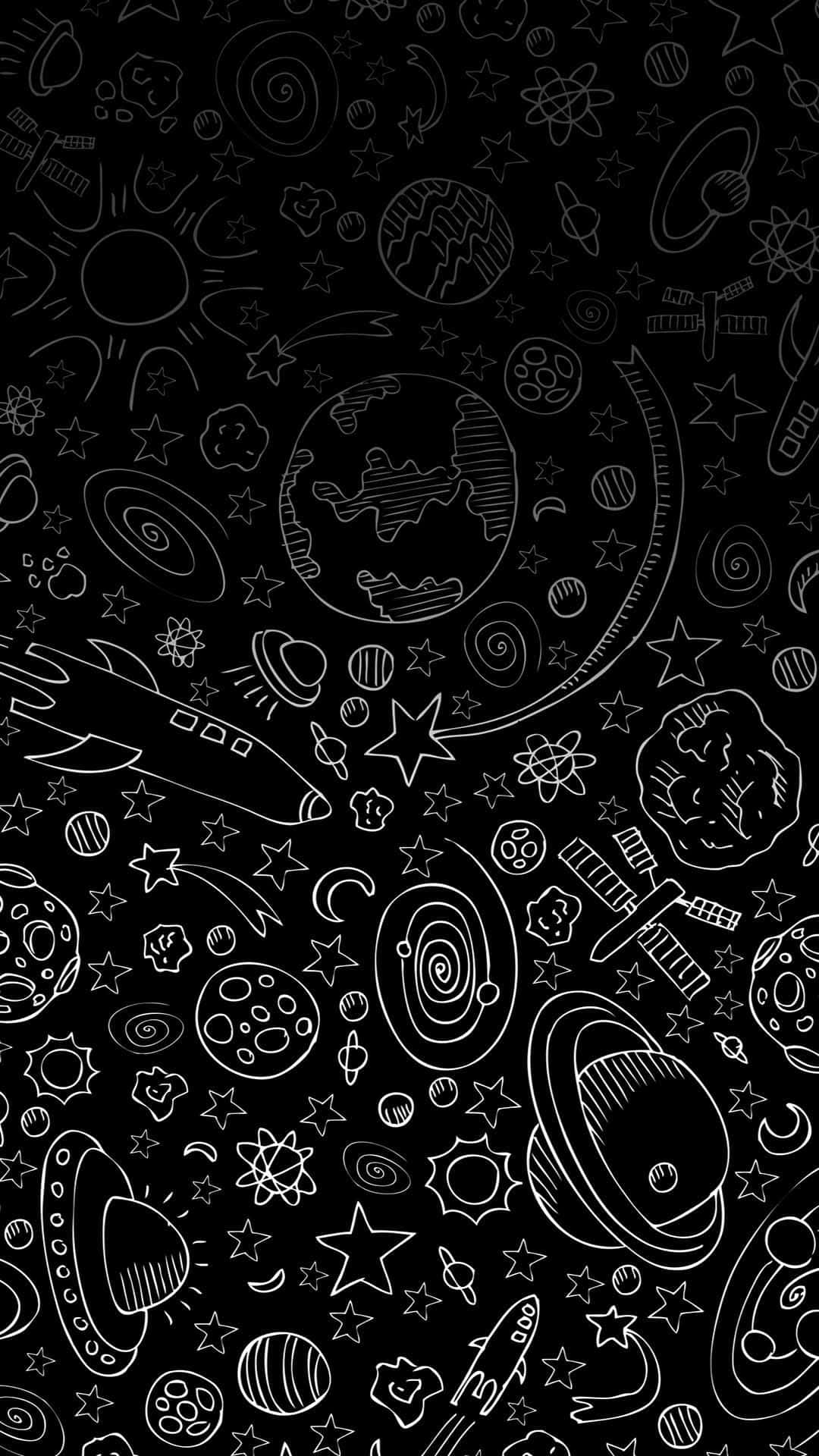 Download A Black Background With A Lot Of Space Objects | Wallpapers.com