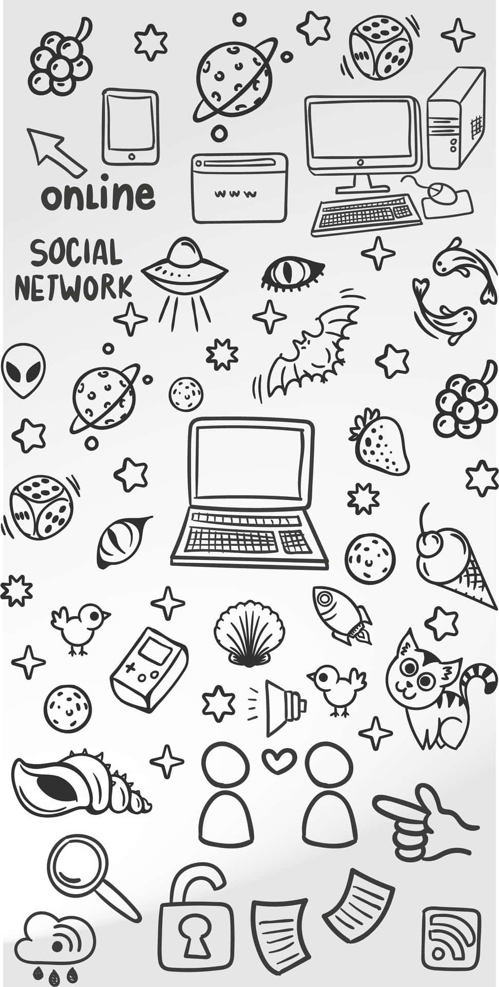 A Set Of Doodles Of Online Social Network Icons