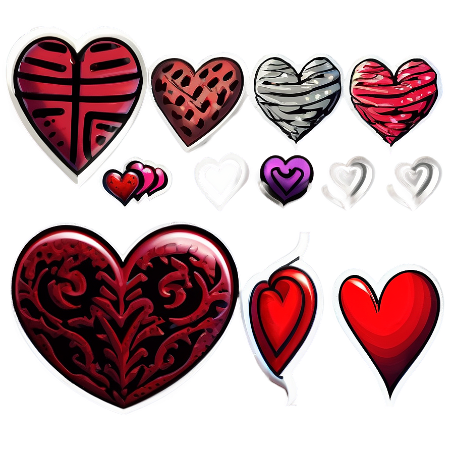 Doodle Hearts Png 05032024 PNG