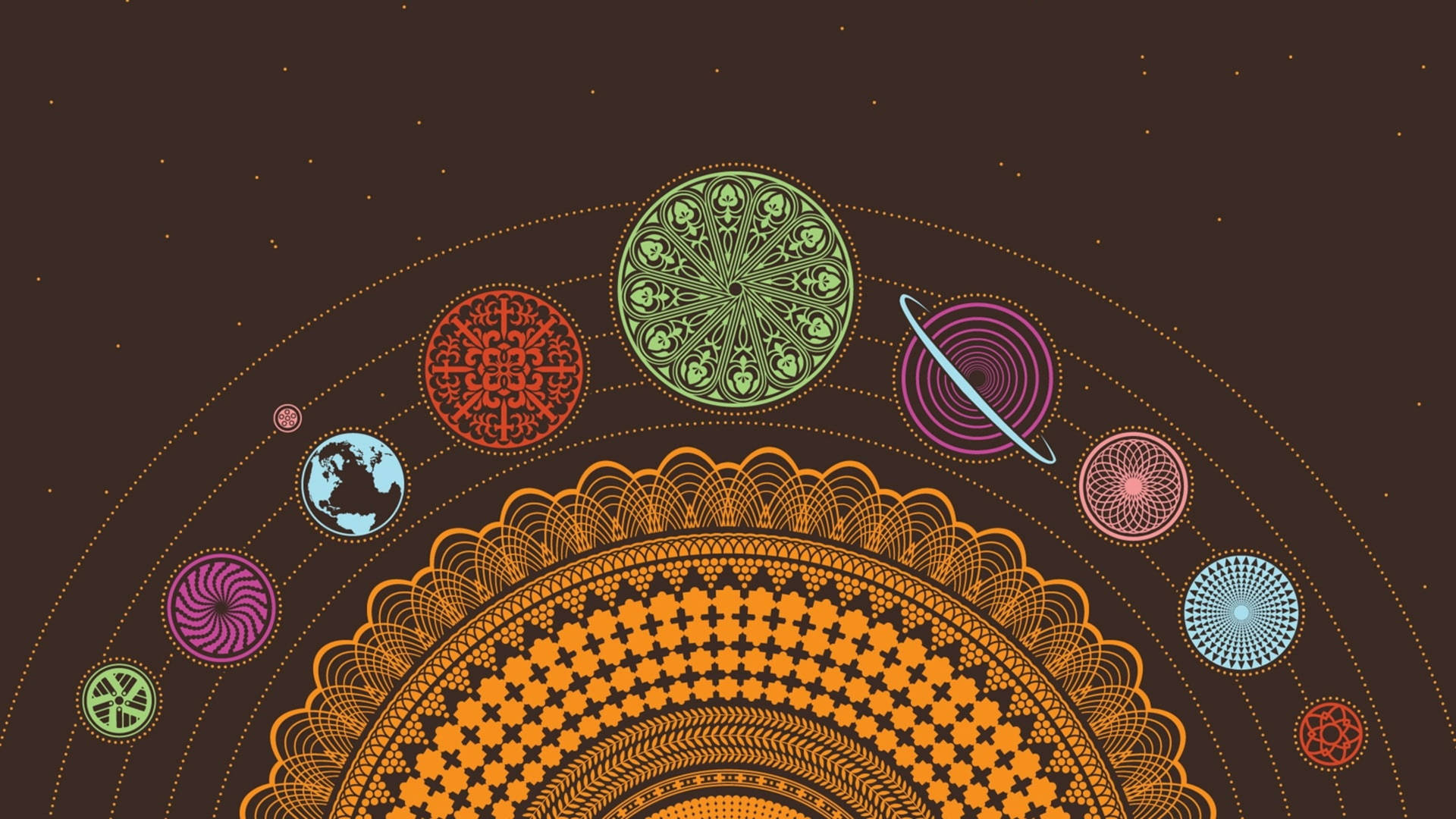 Doodle Mandala Solar System Wallpaper