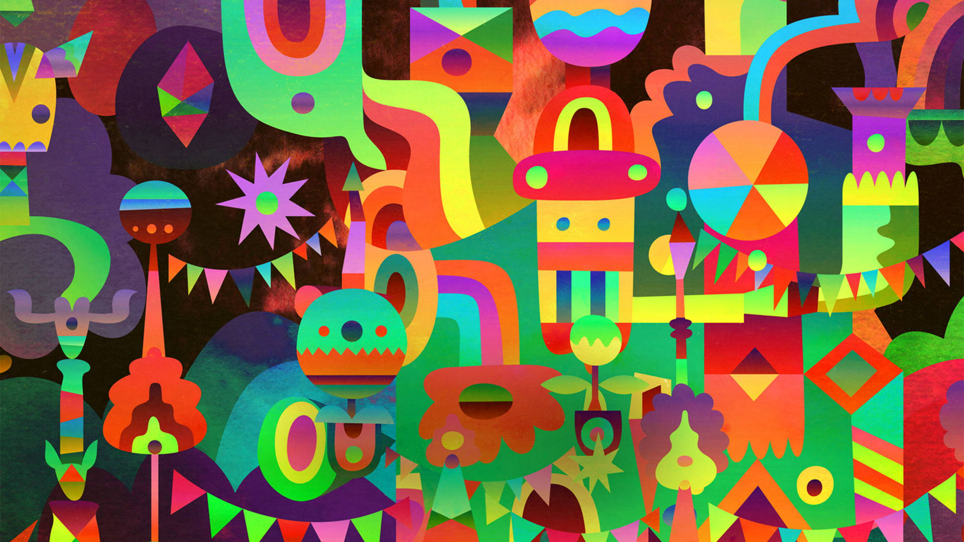 Doodle Multicolored Abstract Wallpaper
