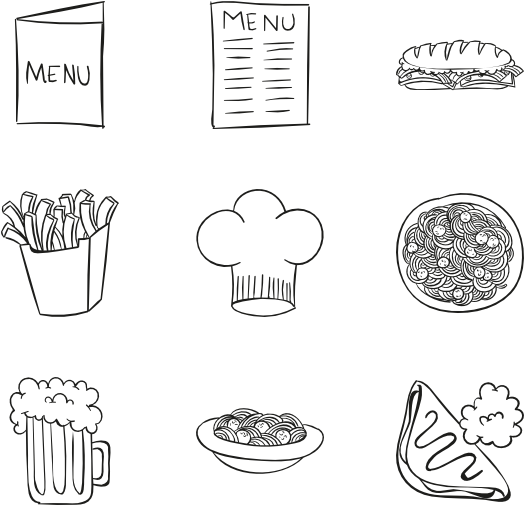 Doodle Restaurant Menu Items PNG