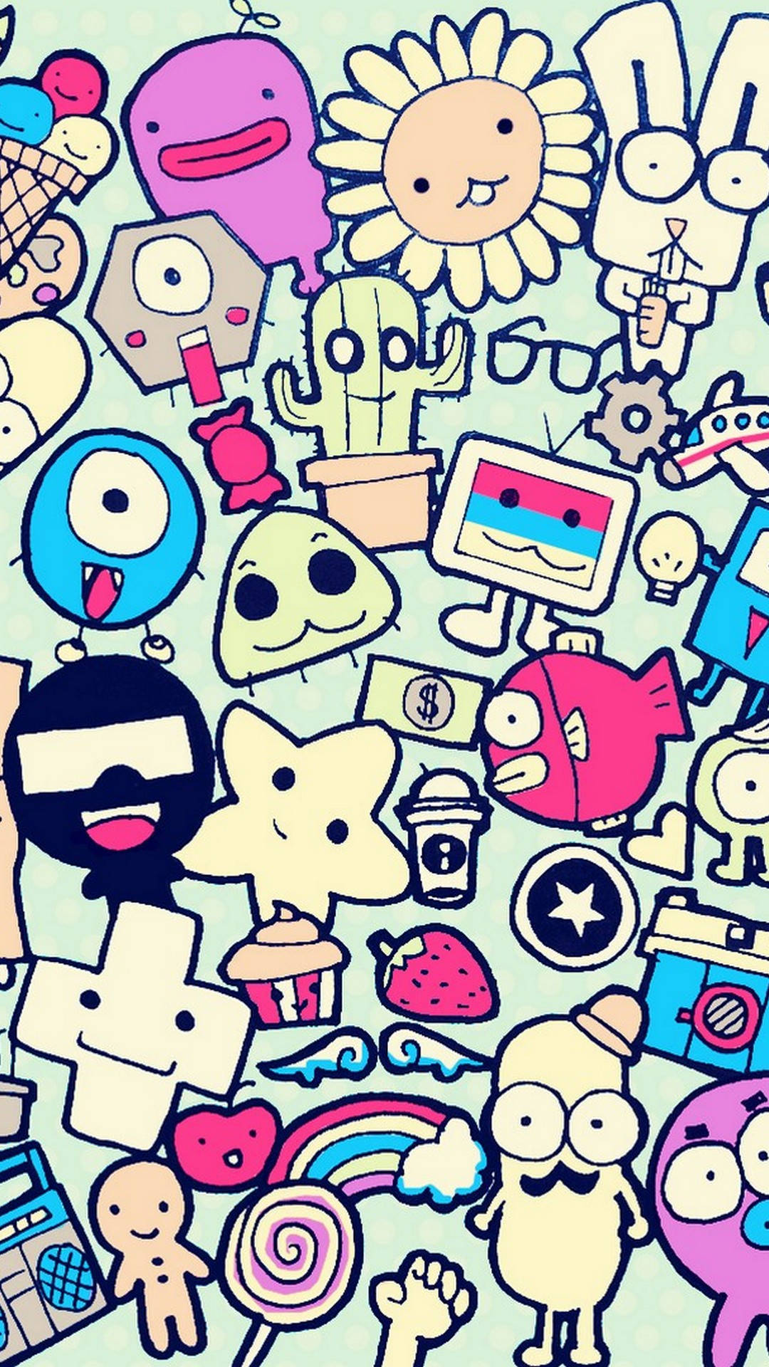 Doodle Style Aesthetic Stickers Wallpaper