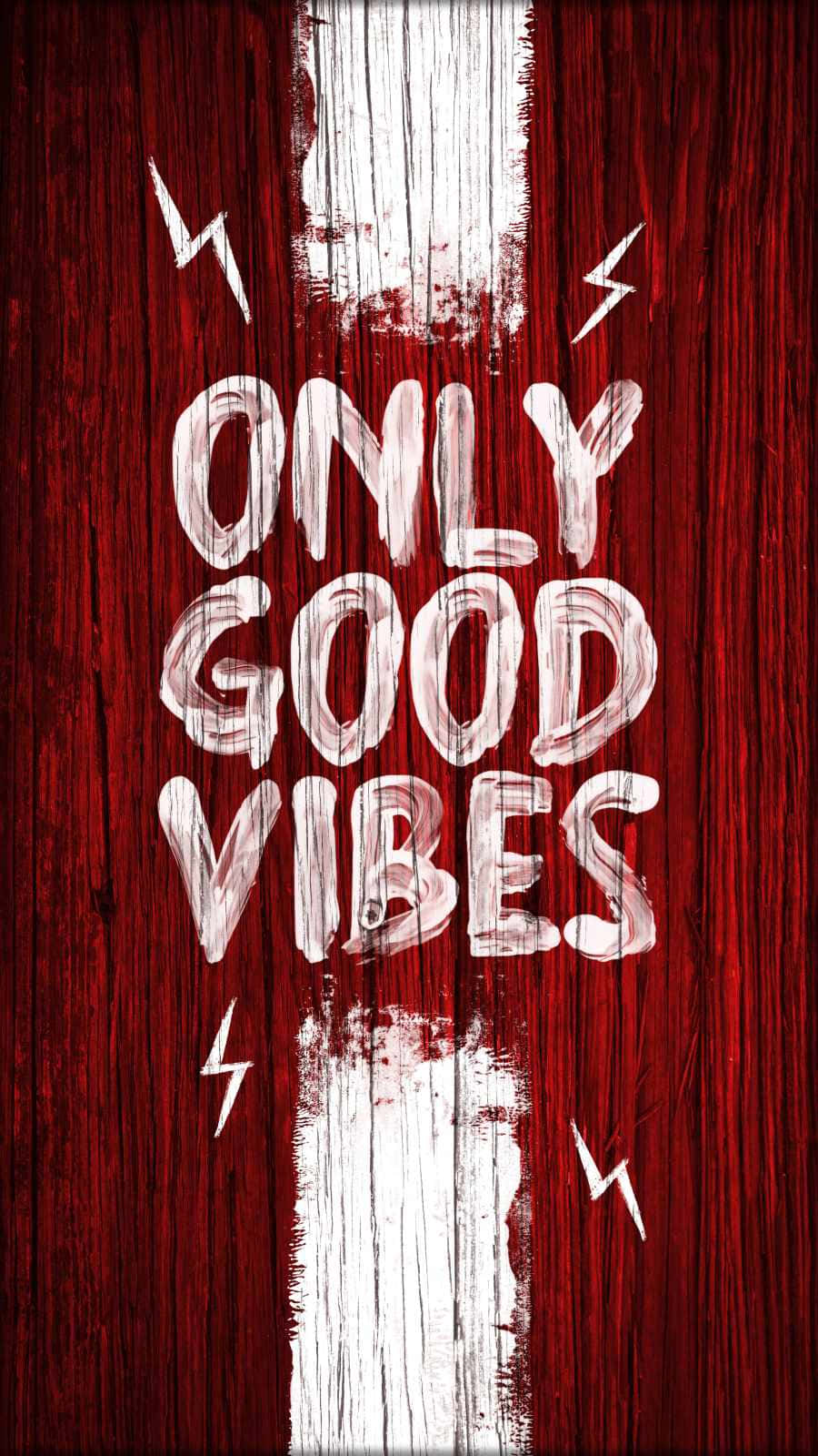 Doodle Style Good Vibe Typography On Wood Wallpaper