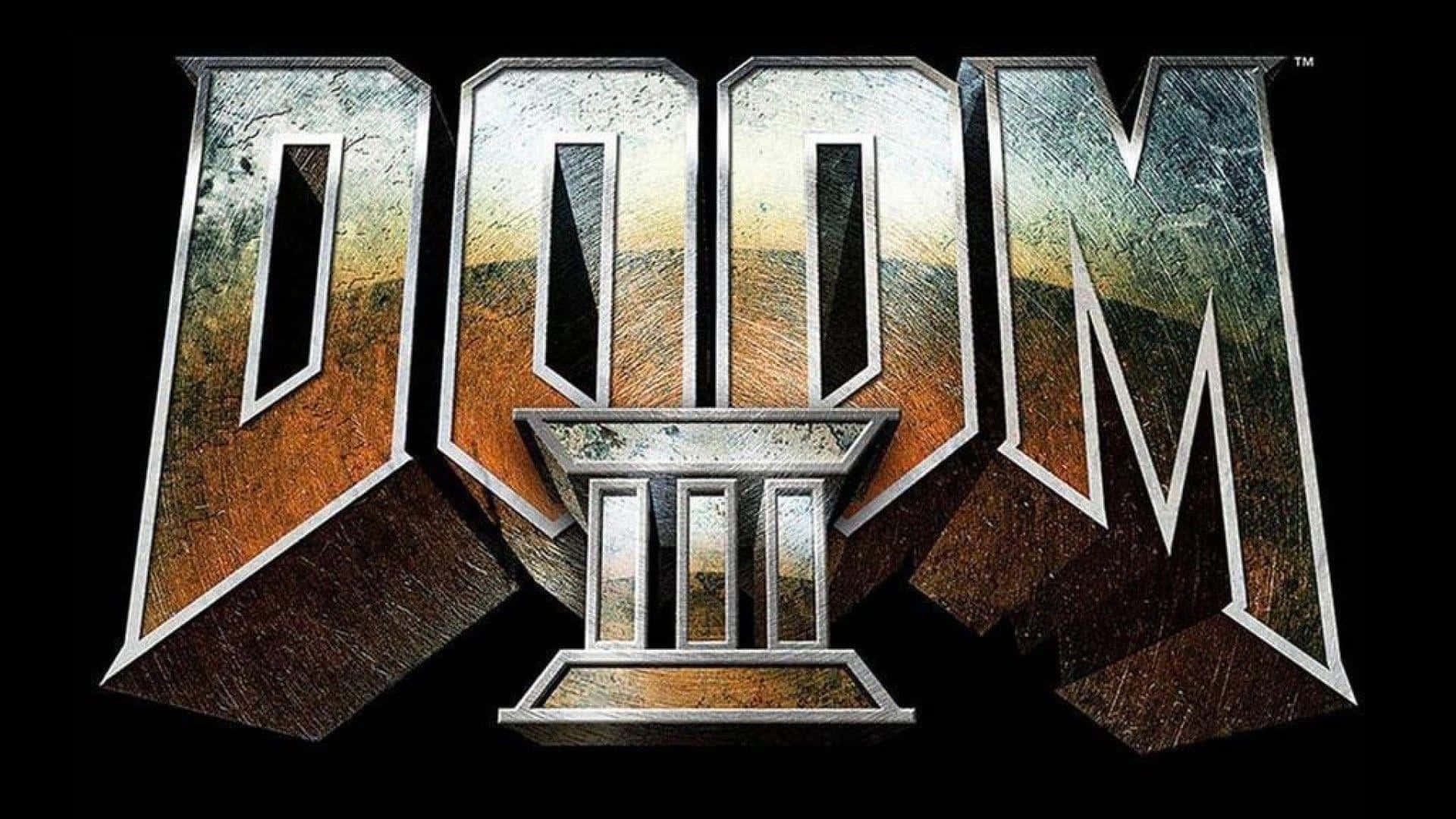 Shiny Metallic Doom 3 Logo Wallpaper