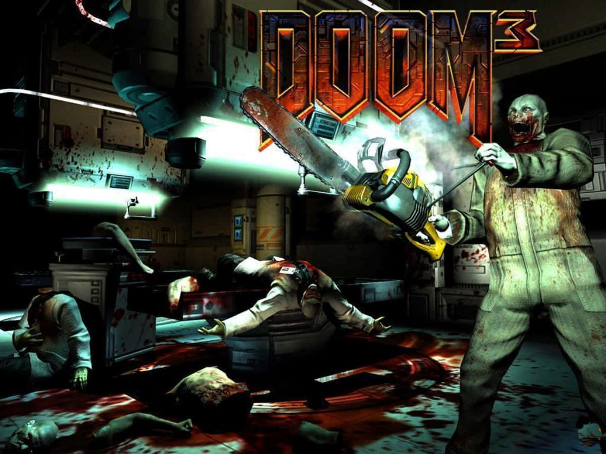 Kedjesågzombie Doom 3 Affisch Wallpaper