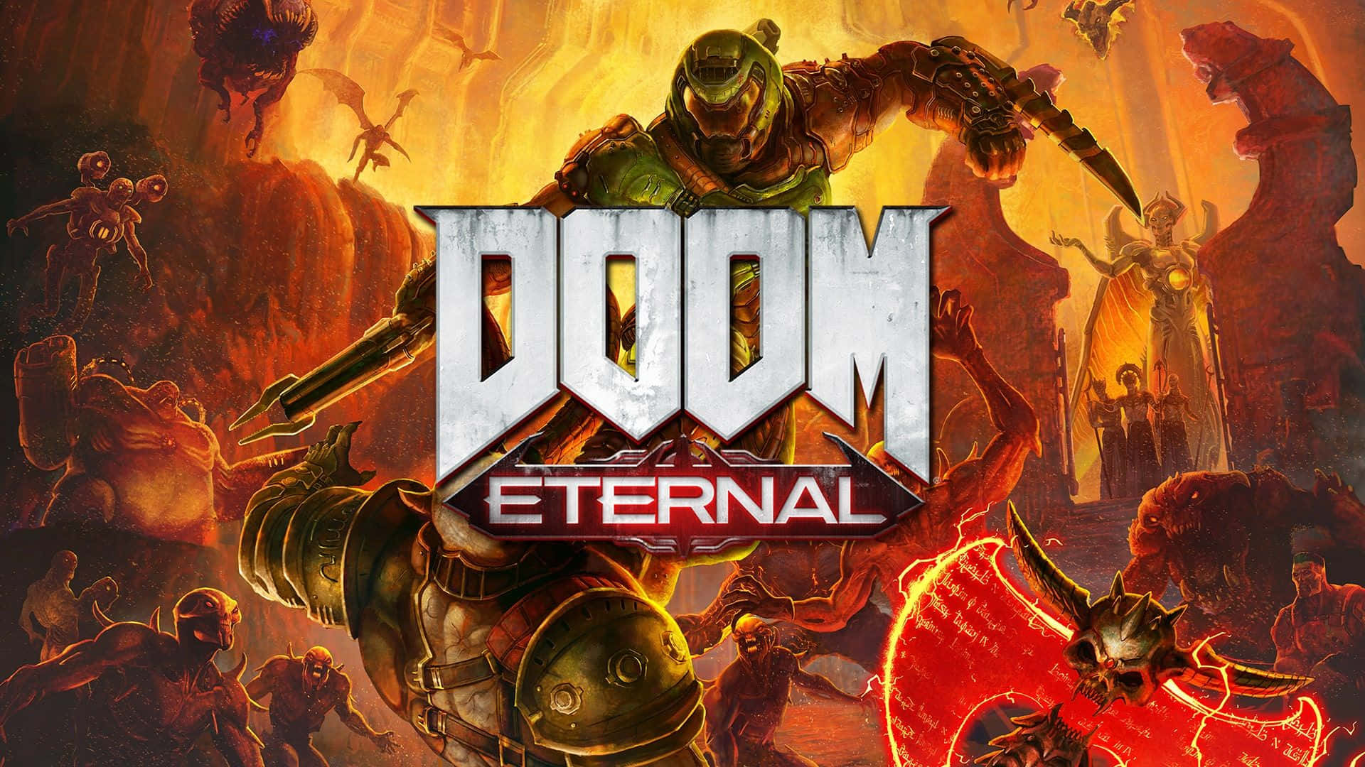 Scenadi Battaglia Tra Demoni In Doom Eternal Nell'inferno.