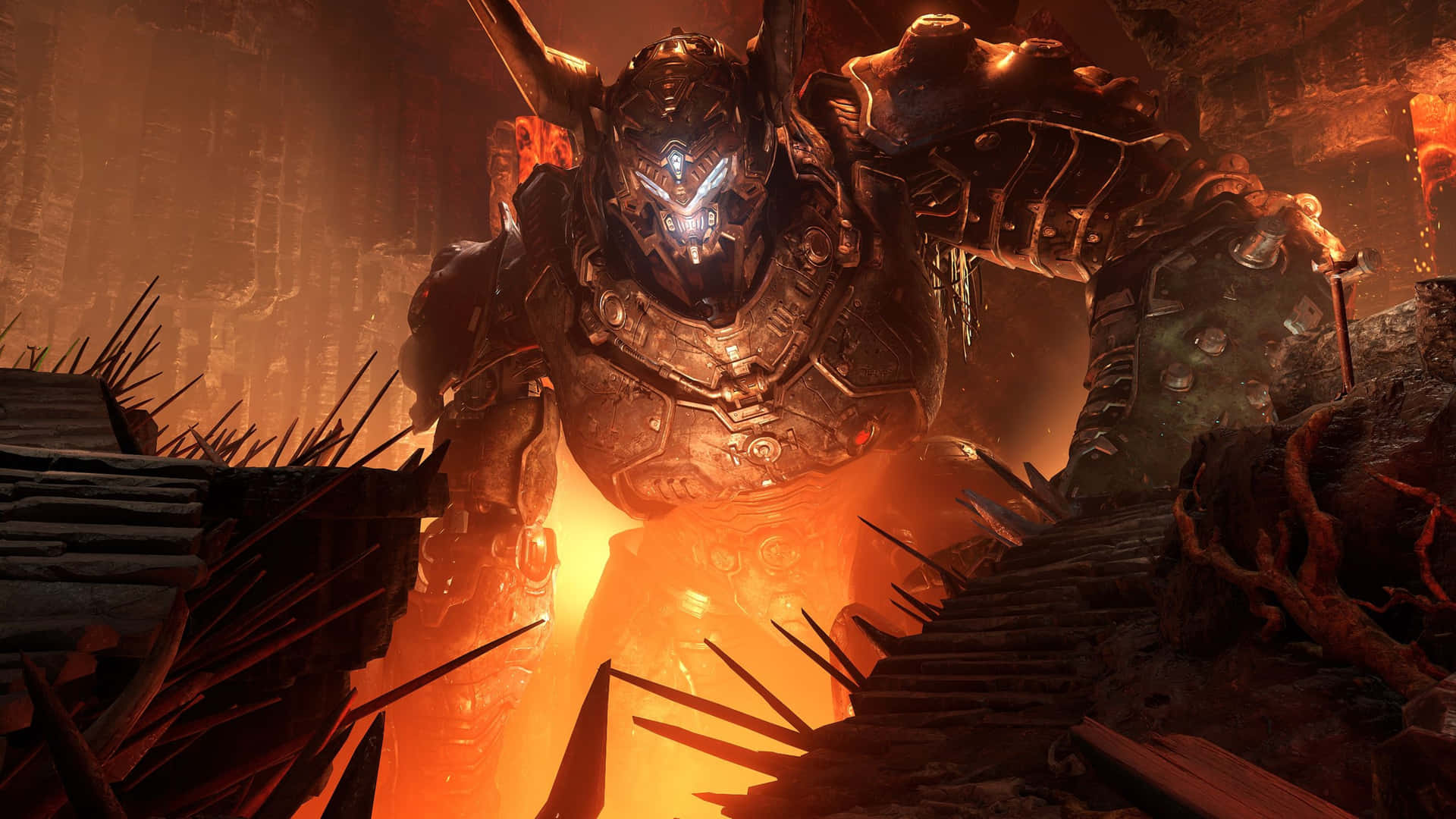 Fight off the forces of Hell using futuristic weapons in DOOM Eternal Wallpaper