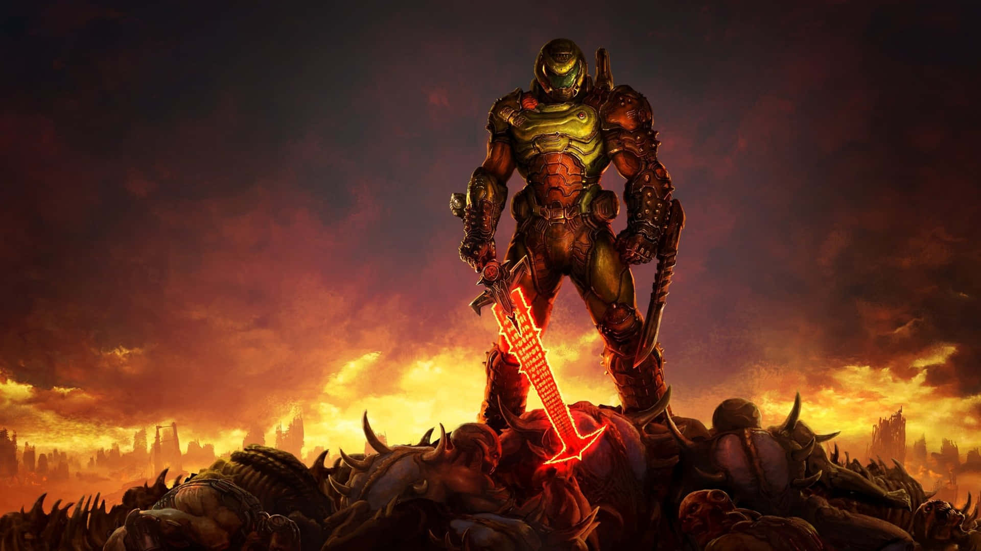 Step into the world of hell with DOOM Eternal 4K Wallpaper