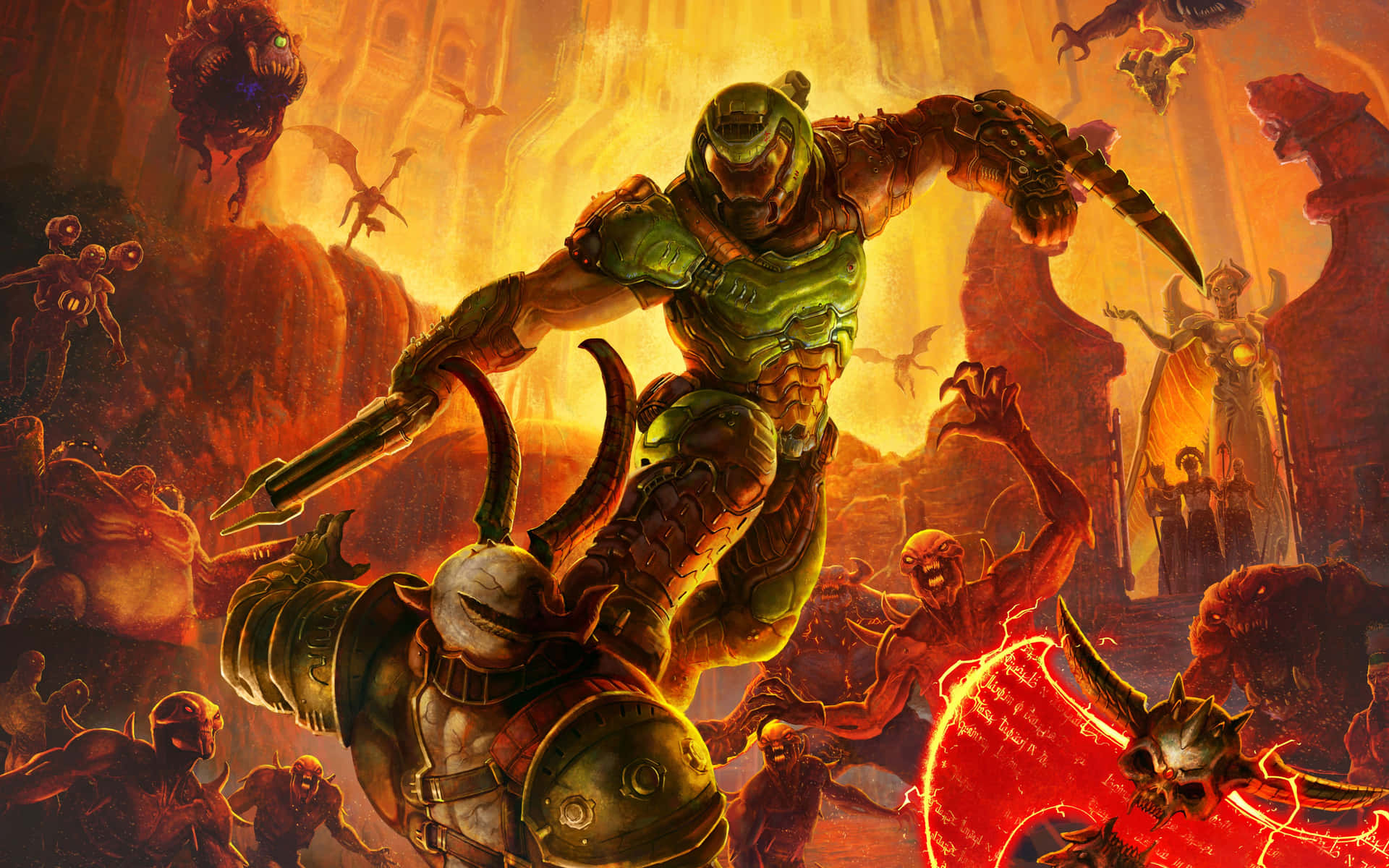 Doom Eternal 4k Slaying Hell Armies Wallpaper