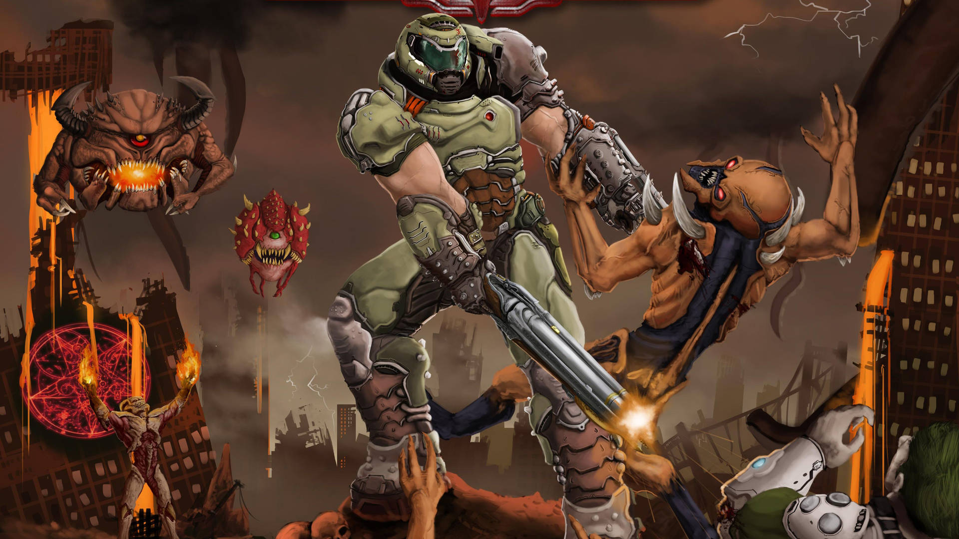 Fight your way through hordes of demons and unleash hell in Doom Eternal Wallpaper