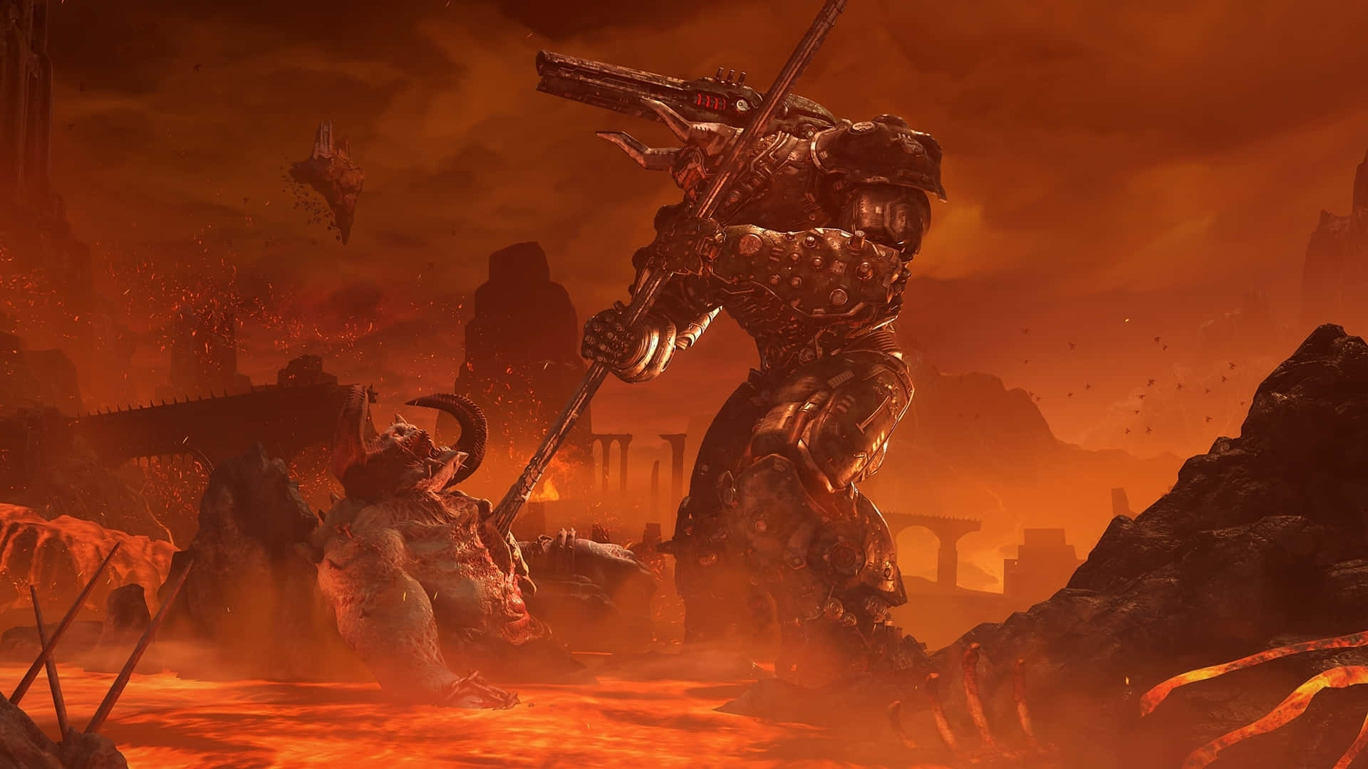 Experience the horror and exhilaration of Doom Eternal HD Wallpaper