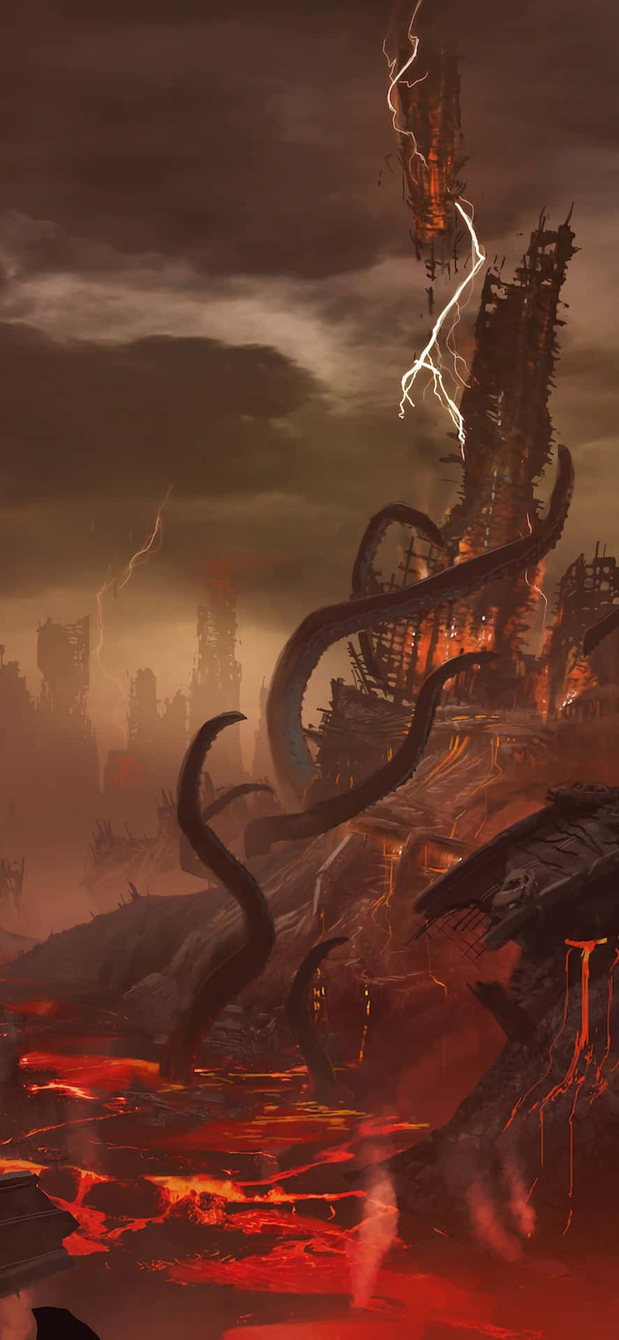 Bliv den ultimative demon-dræber med Doom Eternal på iPhone X. Wallpaper