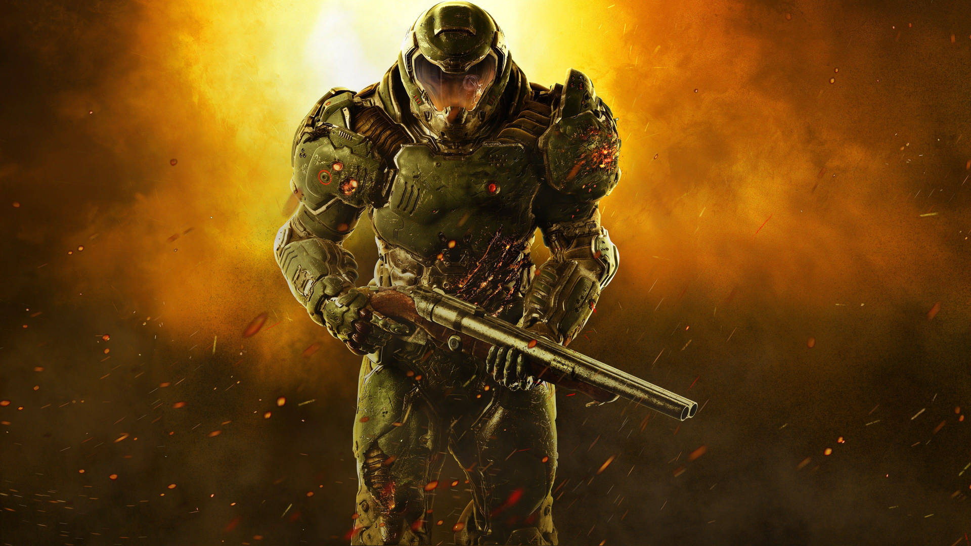 Master the art of survival while fighting dangerous monsters in DOOM Wallpaper