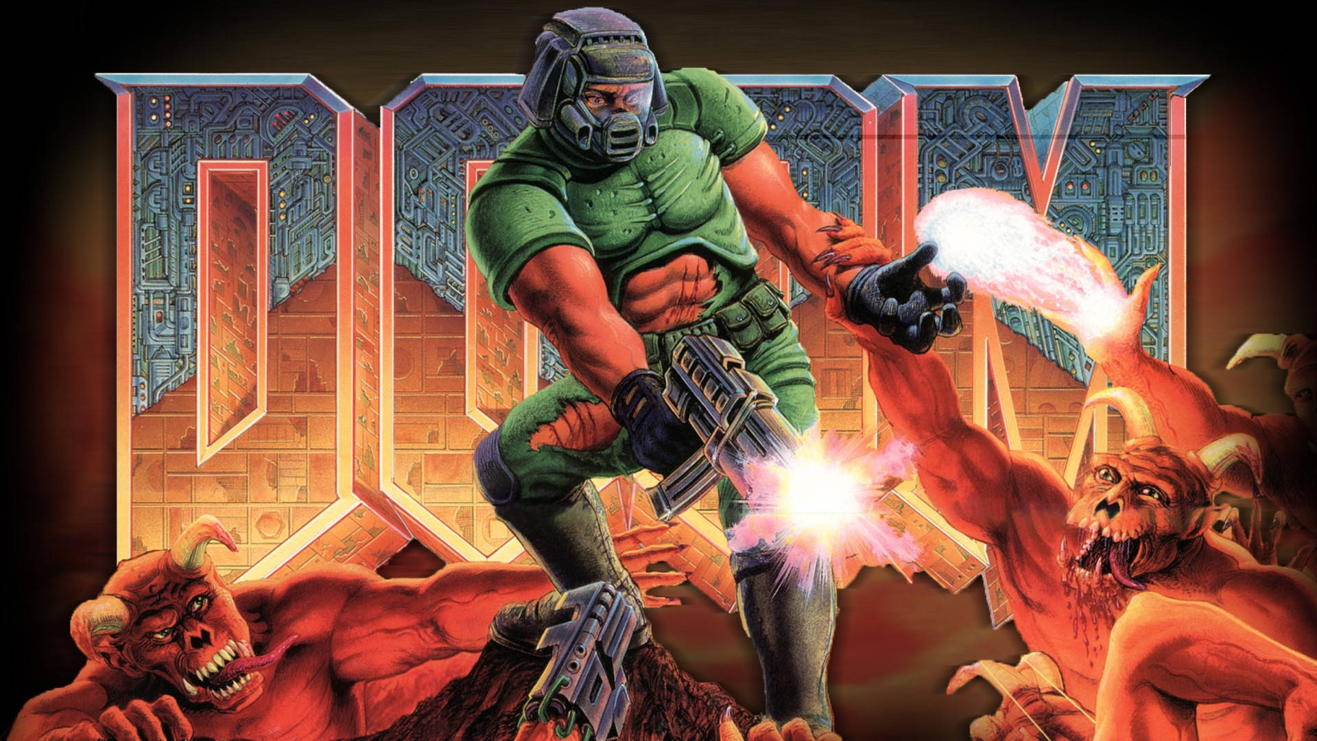 Battle against alien forces in the new Doom game. Wallpaper