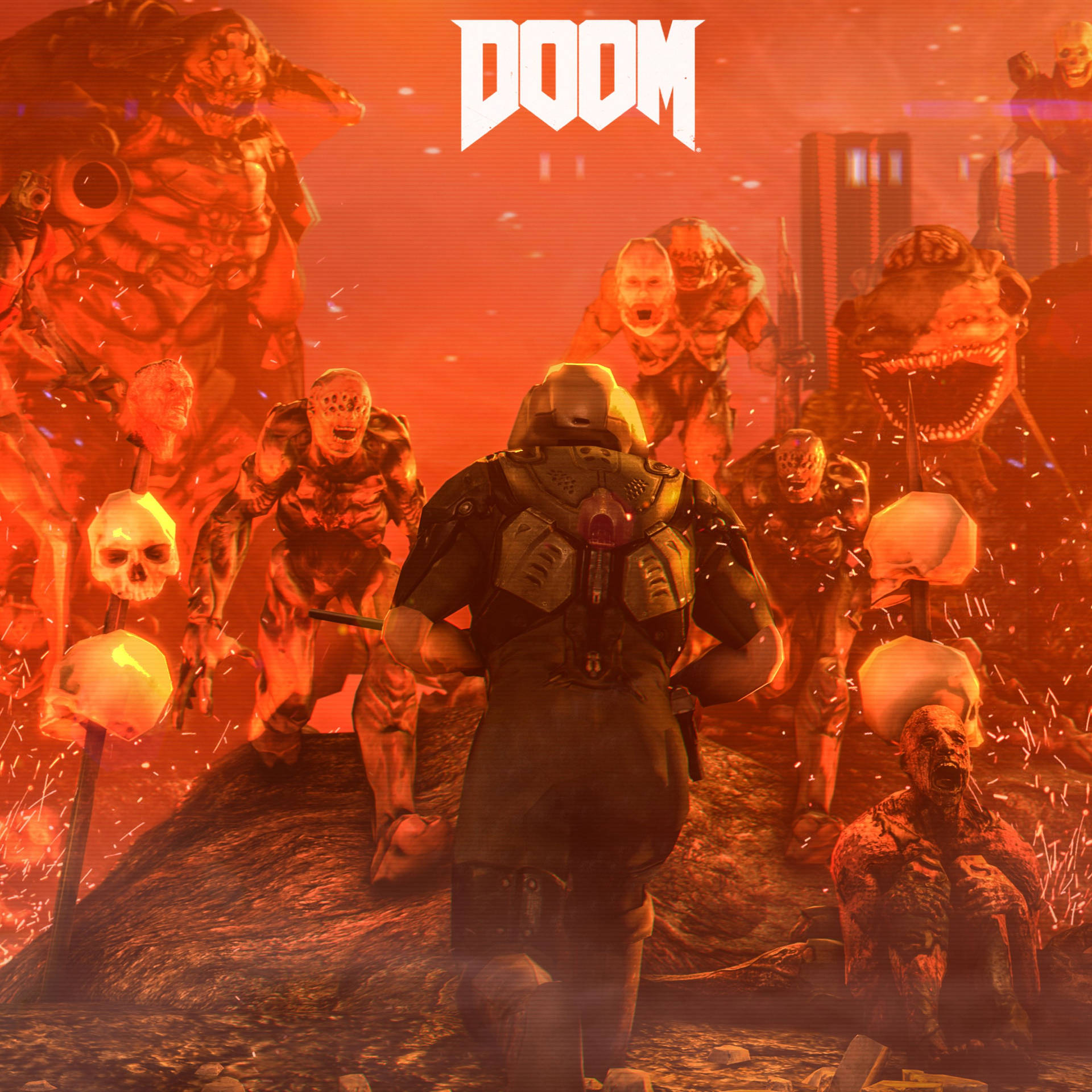 Engage in a fateful battle of good versus evil in Doom Wallpaper