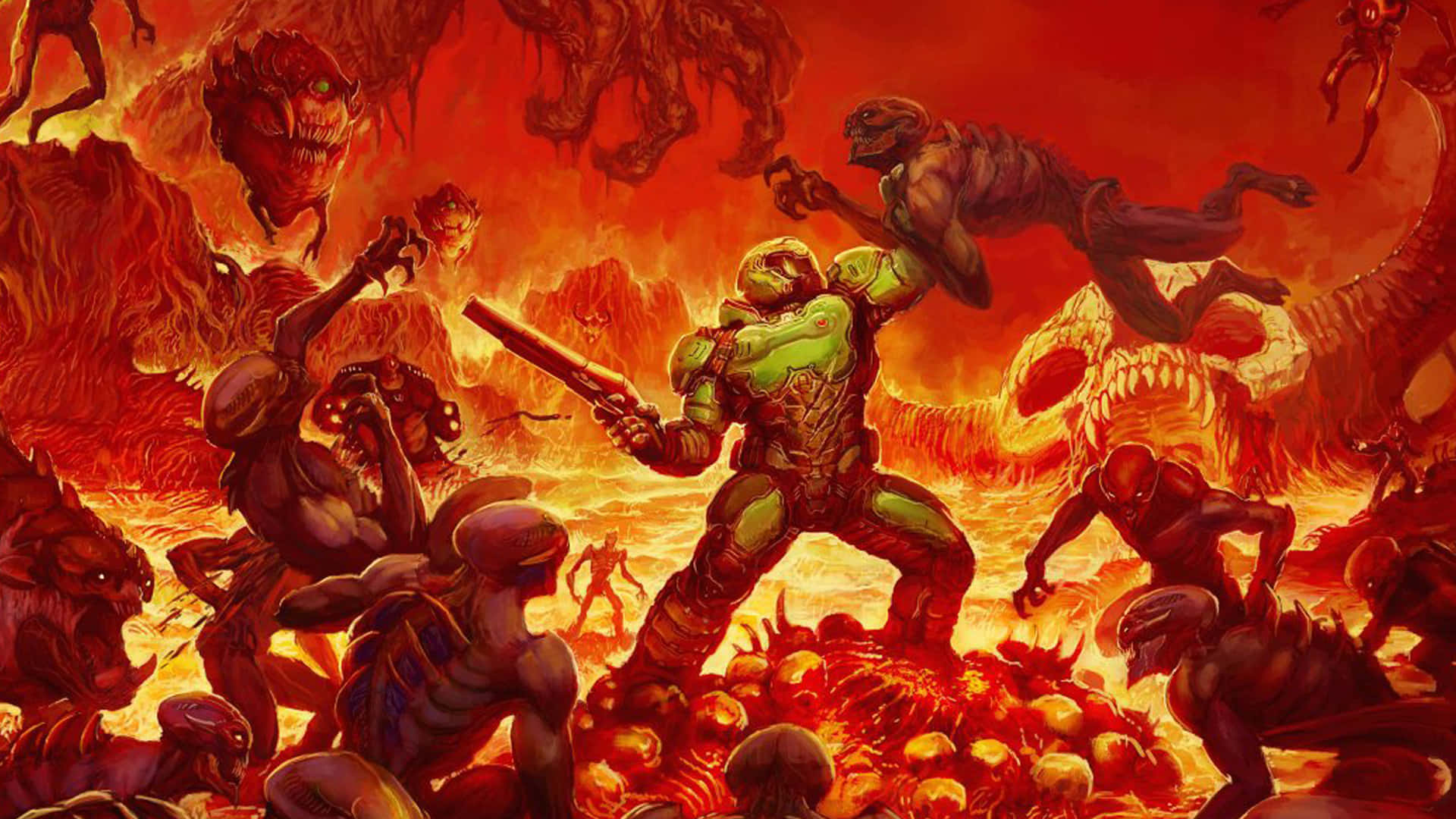 Doom Guy Fire Pfp Eternal Fight Scene Wallpaper