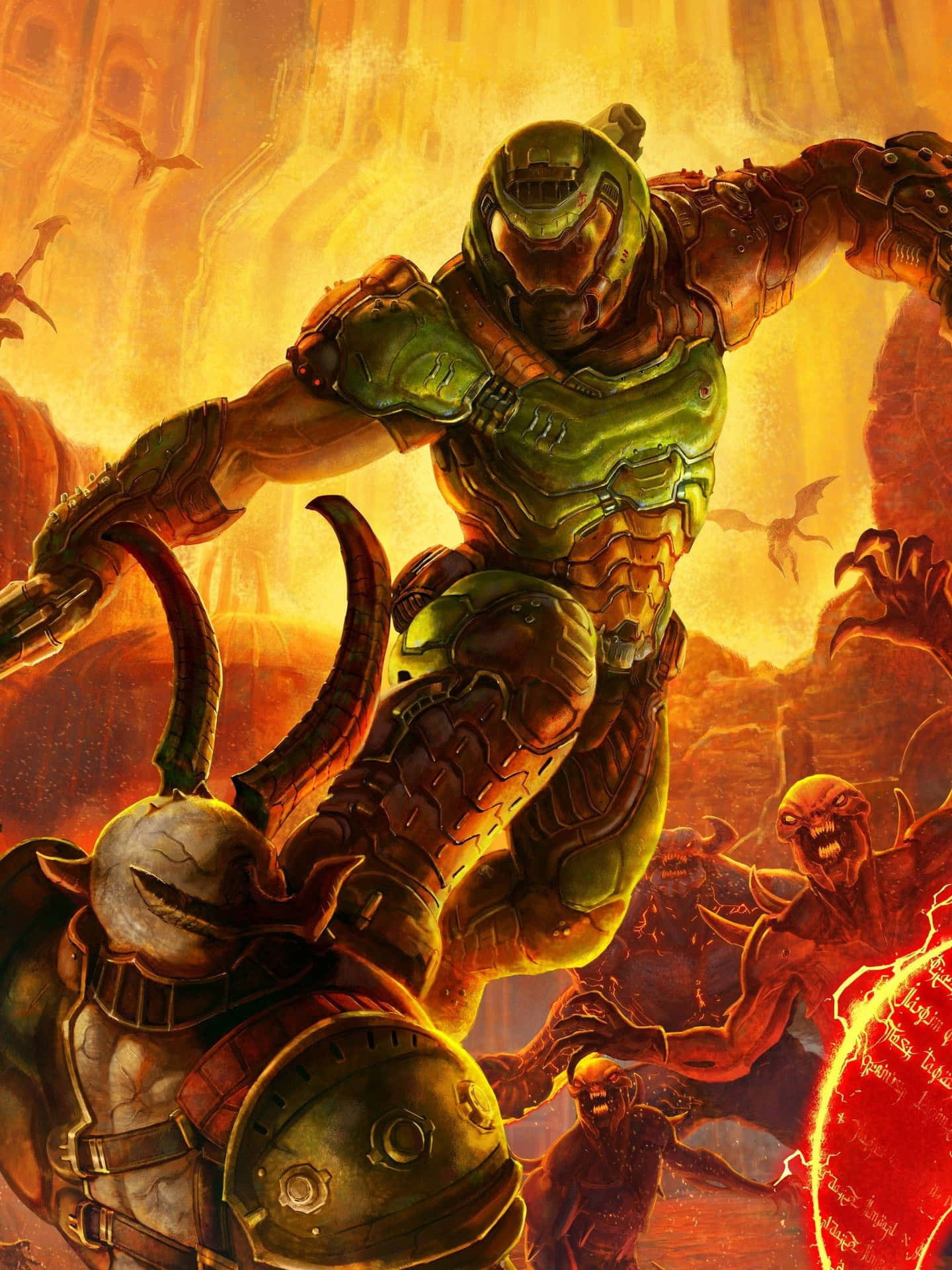 Unlock the Harrowed Power of the Doom Slayer Wallpaper