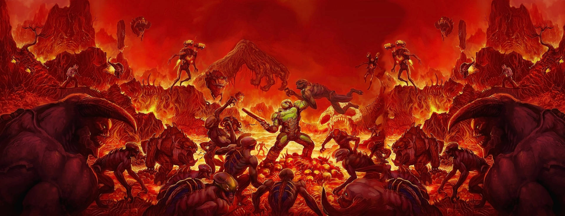 Doomguyen Una Batalla En Doom Eternal. Fondo de pantalla