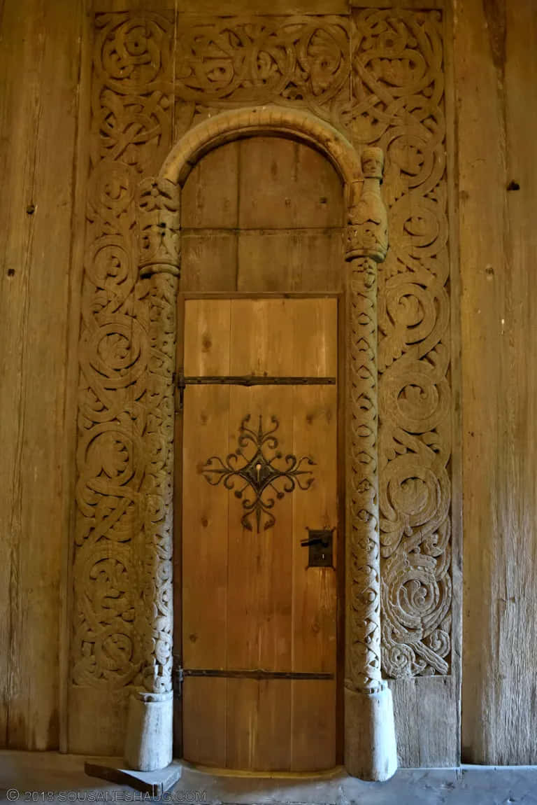 Door At Heddal Stave Church Wallpaper