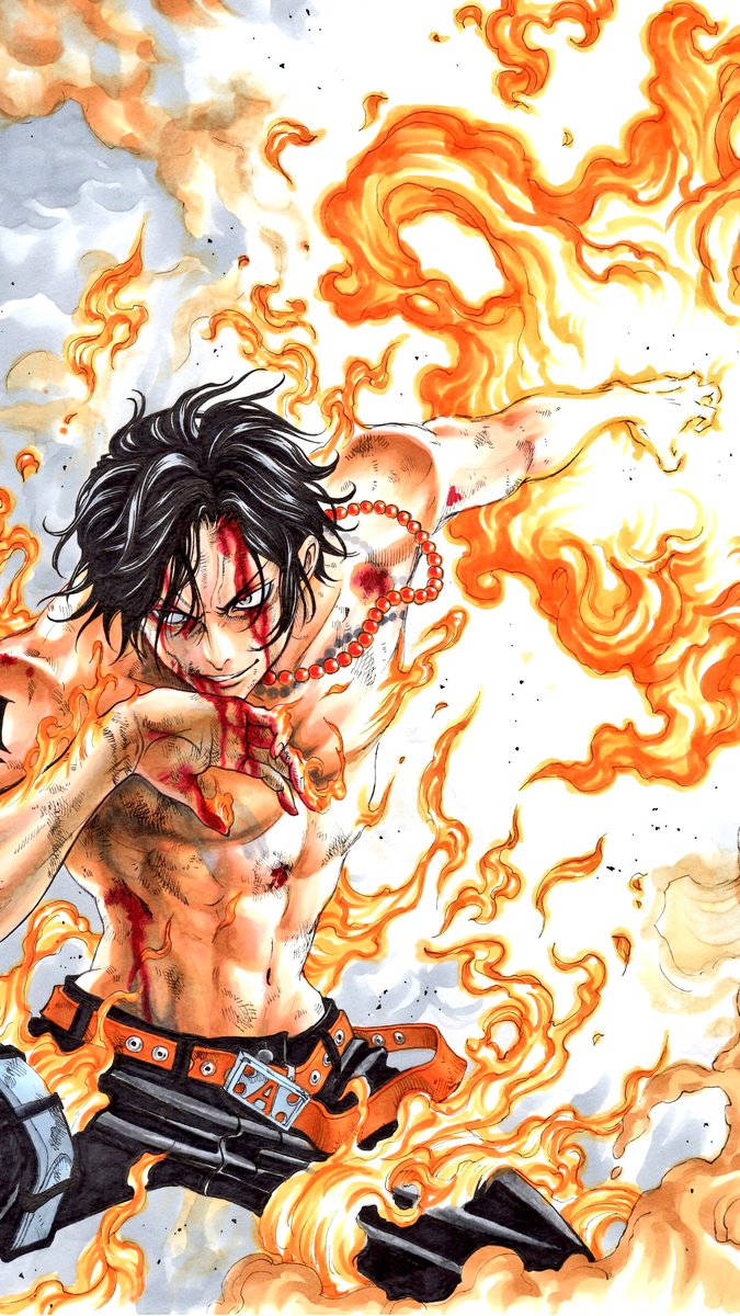 Sjukthäftigt Anime Fire Fist Ace. Wallpaper
