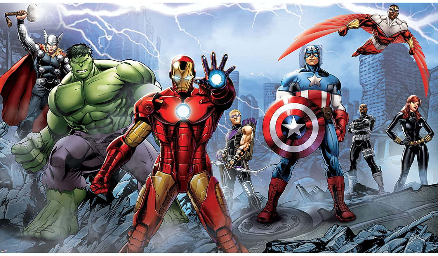 Dope Avengers Animated Series In Chaotic City Wallpaper