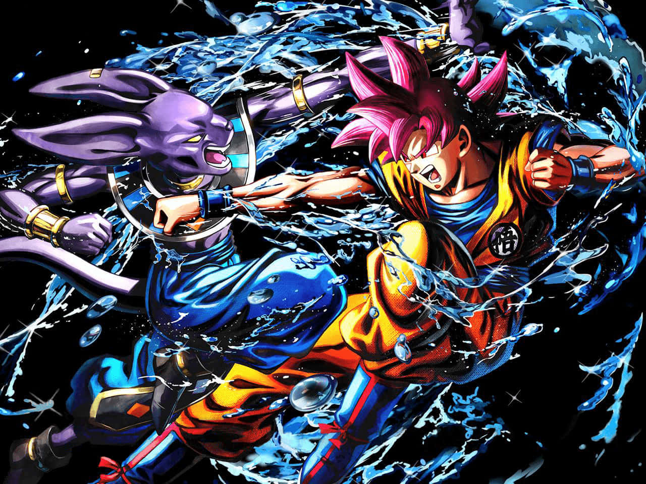 "Power to the Limit: Goku Fights Evil with Super Saiyan Strength" Wallpaper