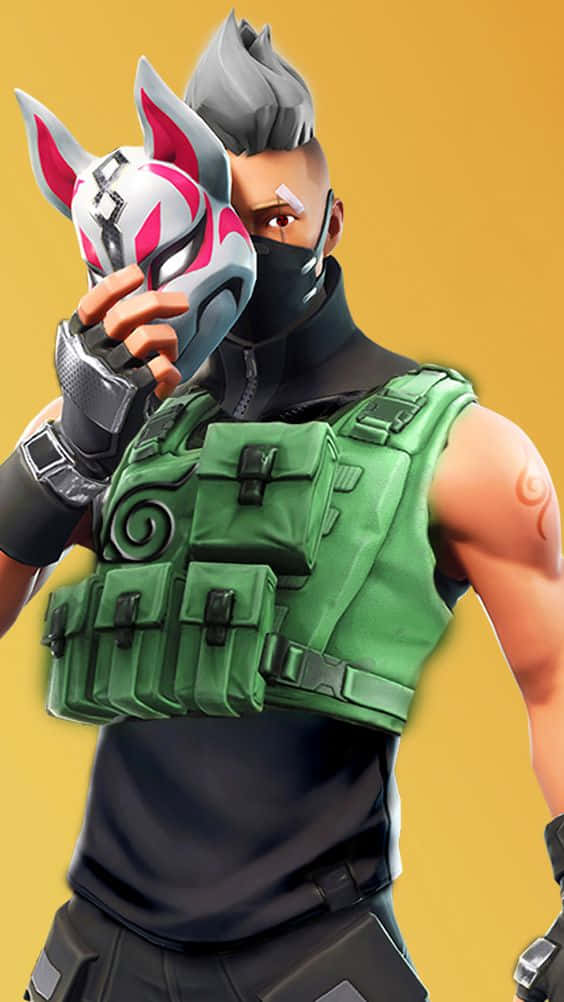 Fortnite - A Man In A Mask Holding A Kitty Wallpaper