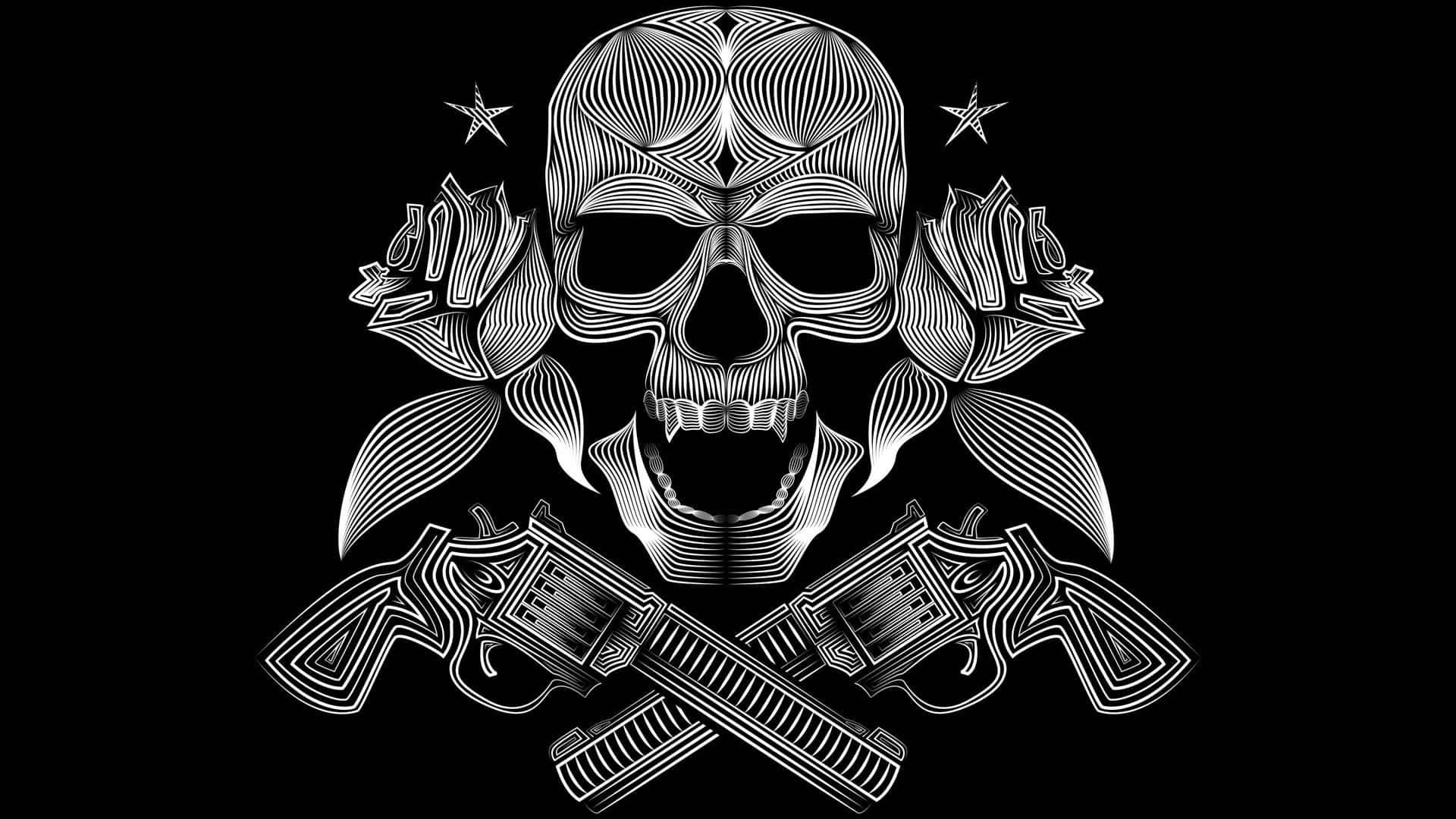 Dope Gangster Skull With Guns Wallpaper