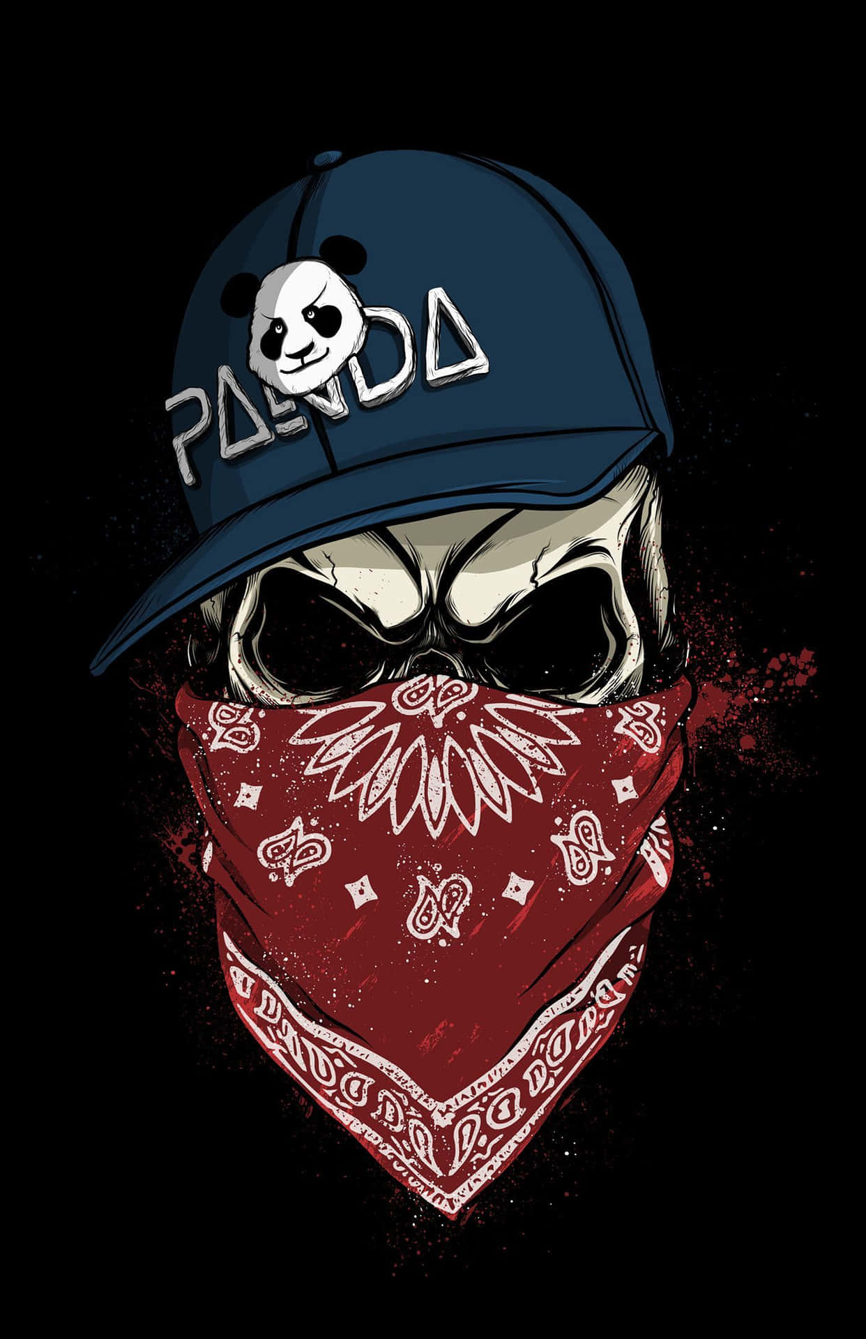 Download Dope Gangster Skull With Panda Cap Wallpaper | Wallpapers.com