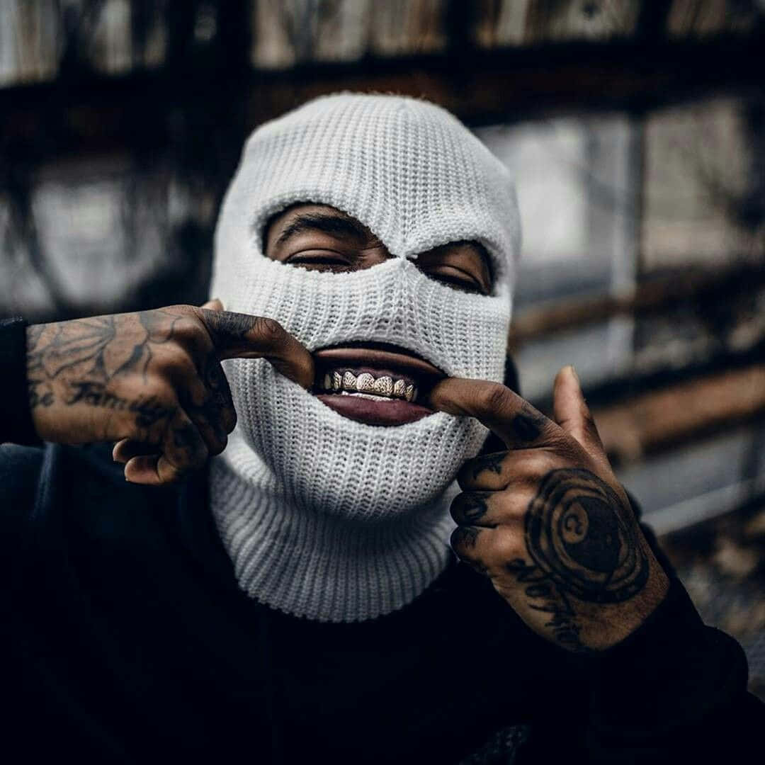 Dope Gangster With Knitted Mask Wallpaper