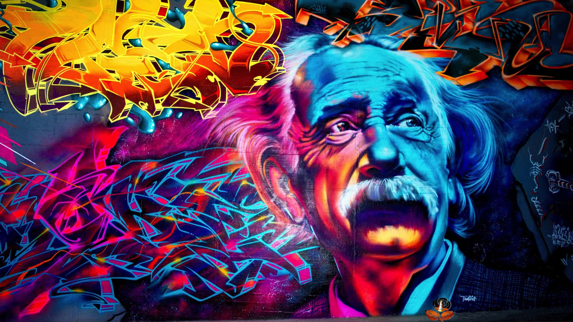 Colorful graffti wall art bringing life to the urban environment Wallpaper