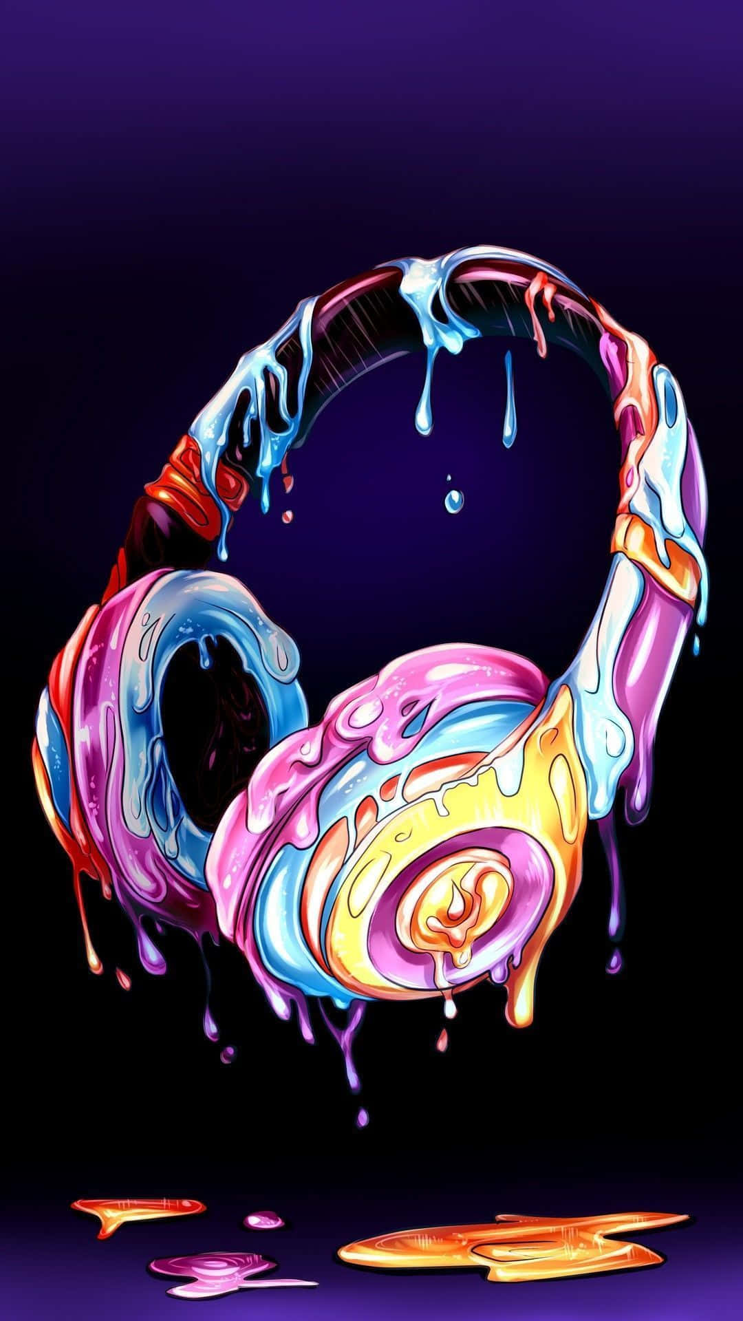 A Colorful Headphones With A Colorful Dripping Liquid Wallpaper