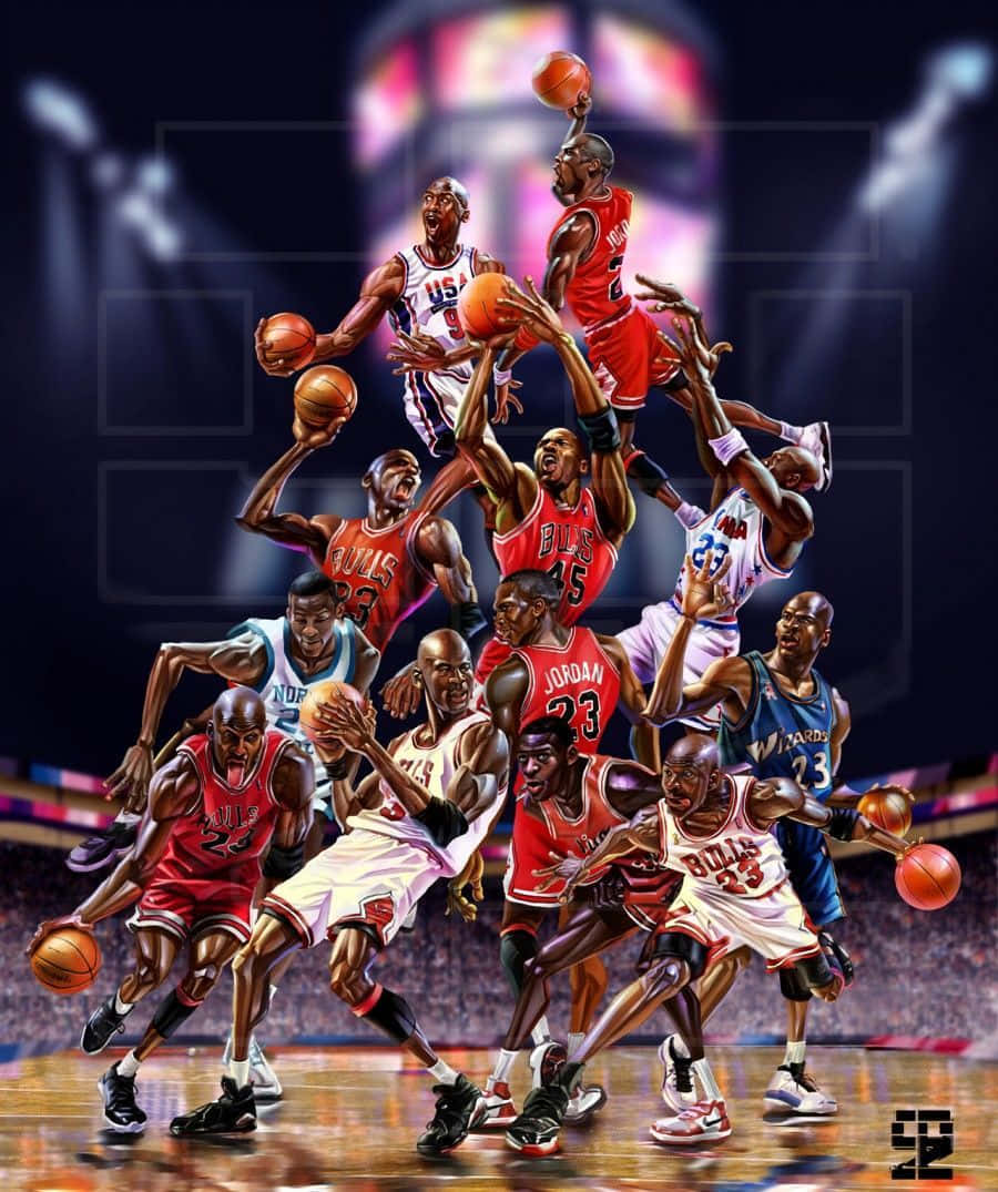 Enmålning Av Chicago Bulls Basketlaget Wallpaper