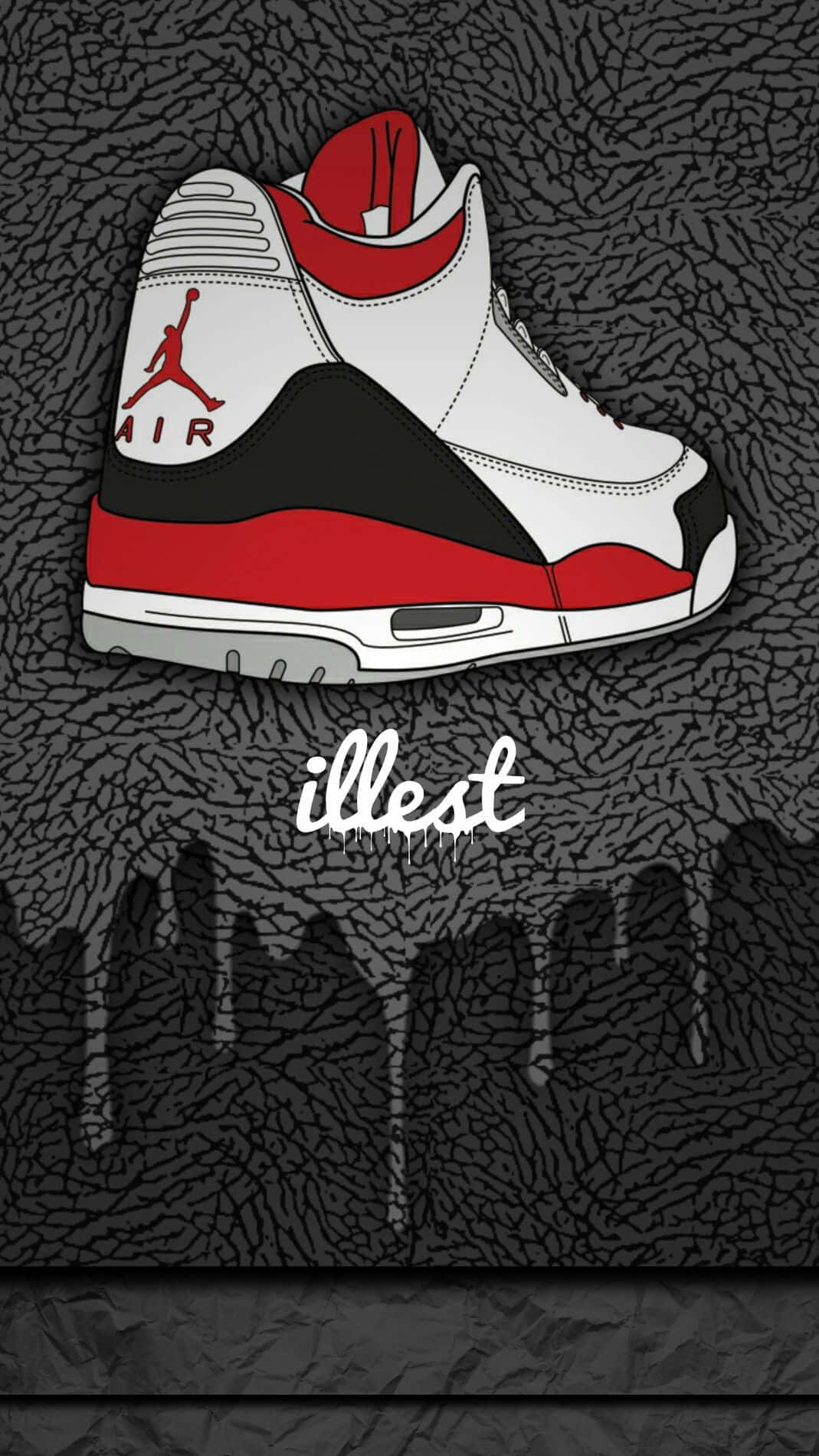 A Jordan 3 Sneaker Is Shown On A Black Background Wallpaper