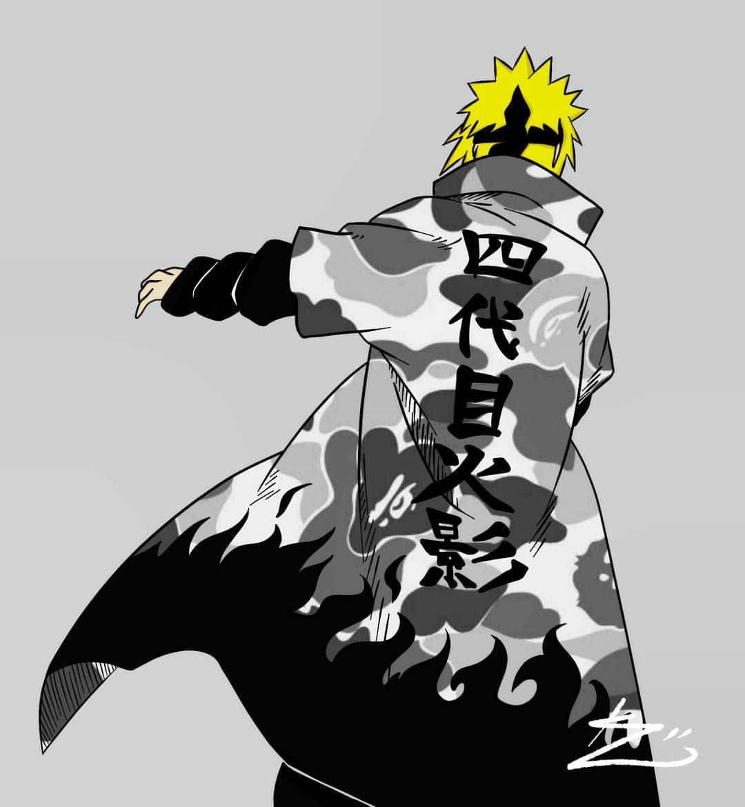 Dope Naruto Anime Minato Bagudvendt Digital Illustration Væg. Wallpaper