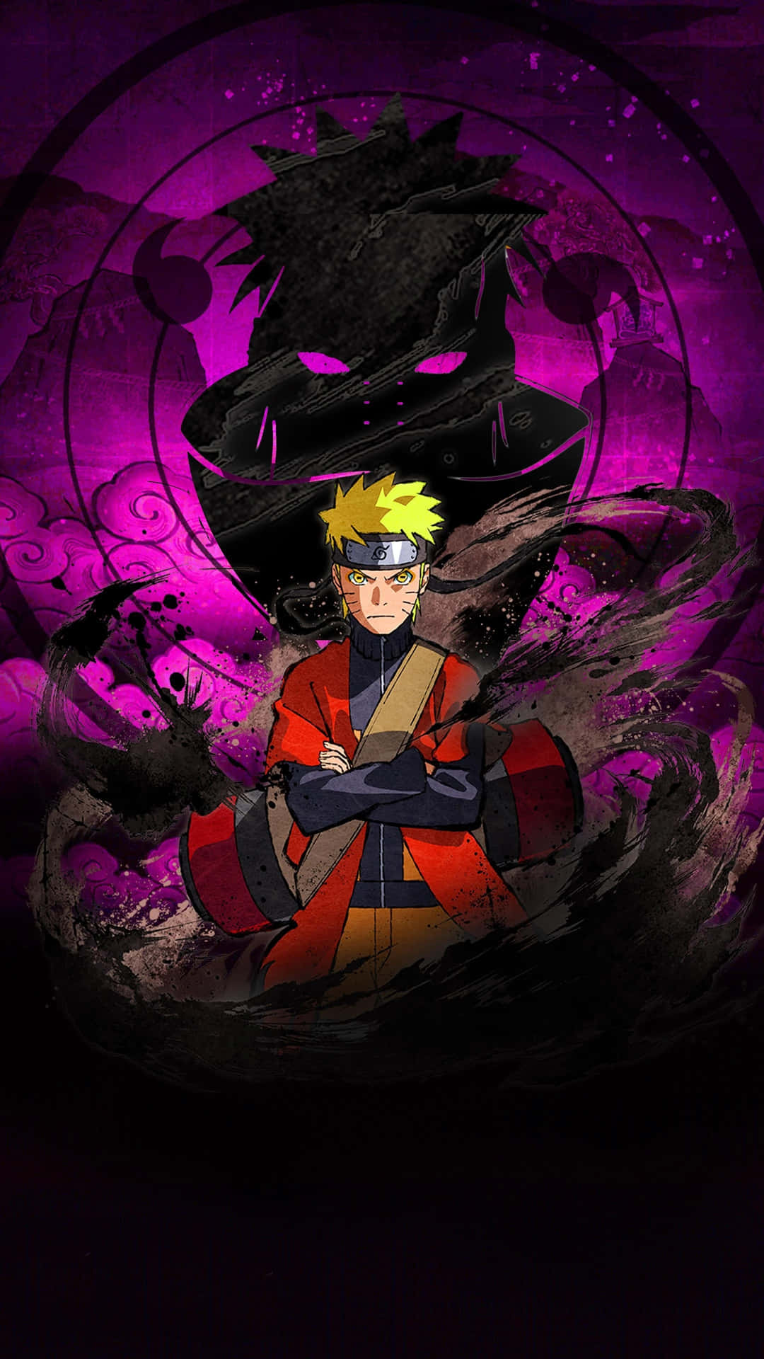 Ruge Naruto Sage Mode med Pains øjne tapet Wallpaper