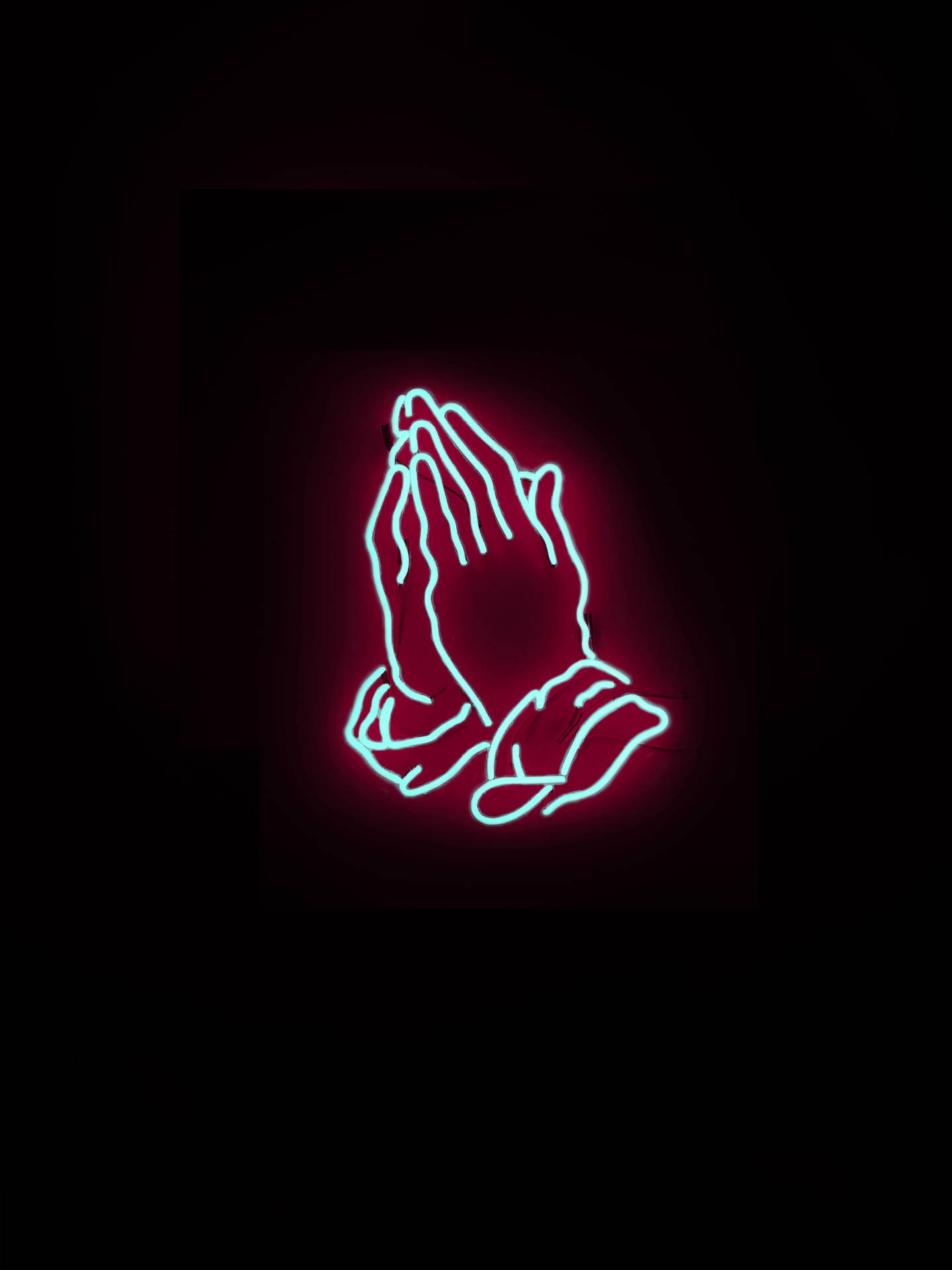 Dope Neon Praying Hands Wallpaper