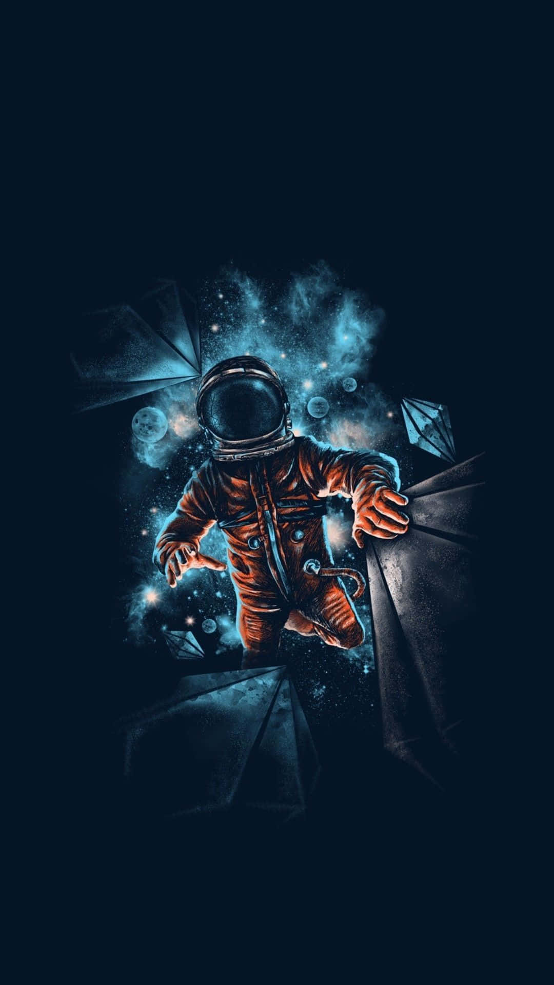 En astronaut i rummet med en blå baggrund Wallpaper