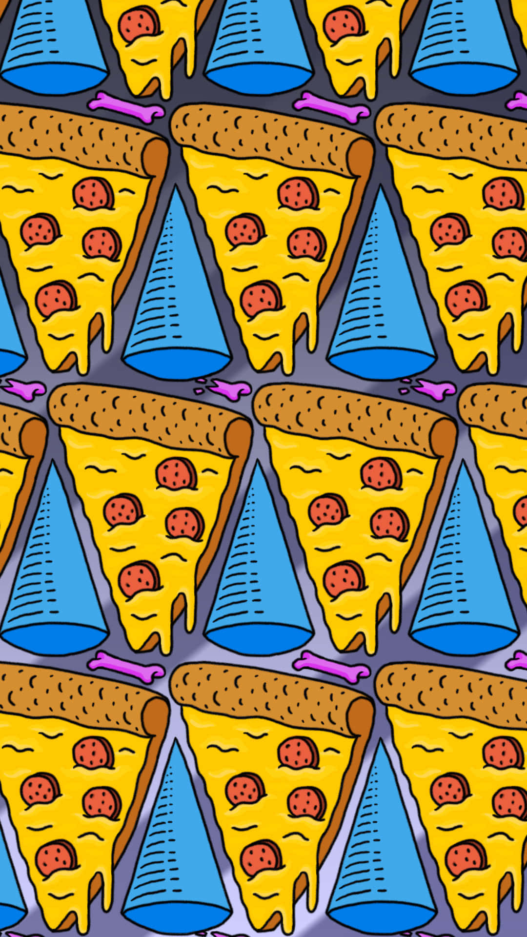 Pizza skiver på en blå baggrund Wallpaper