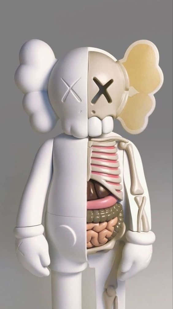 En hvid figur med et skelet og knogler Wallpaper