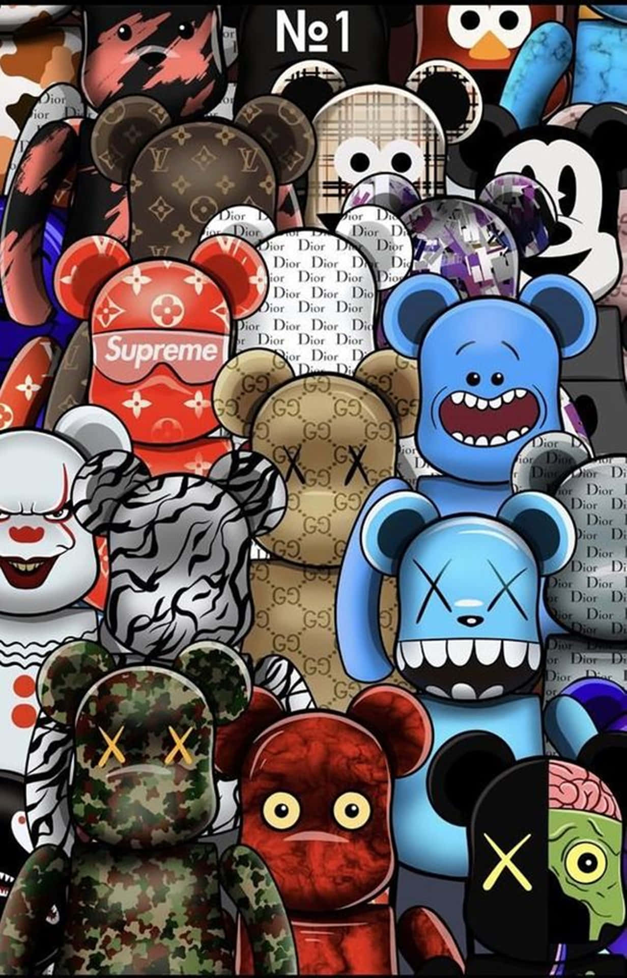 Einegruppe Von Teddybären In Unterschiedlichen Farben. Wallpaper
