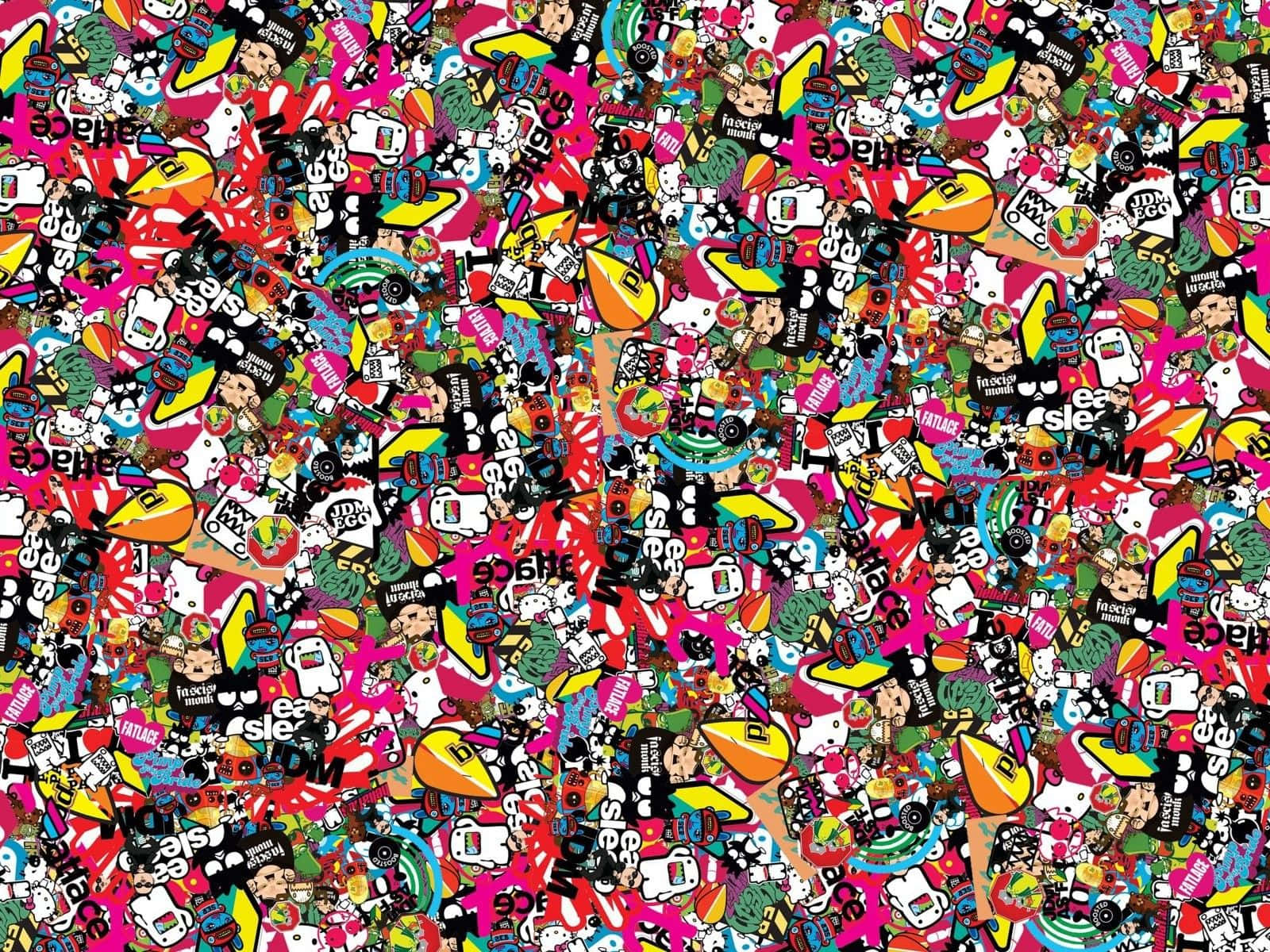 A Colorful Pattern With Many Different Cartoon Characters