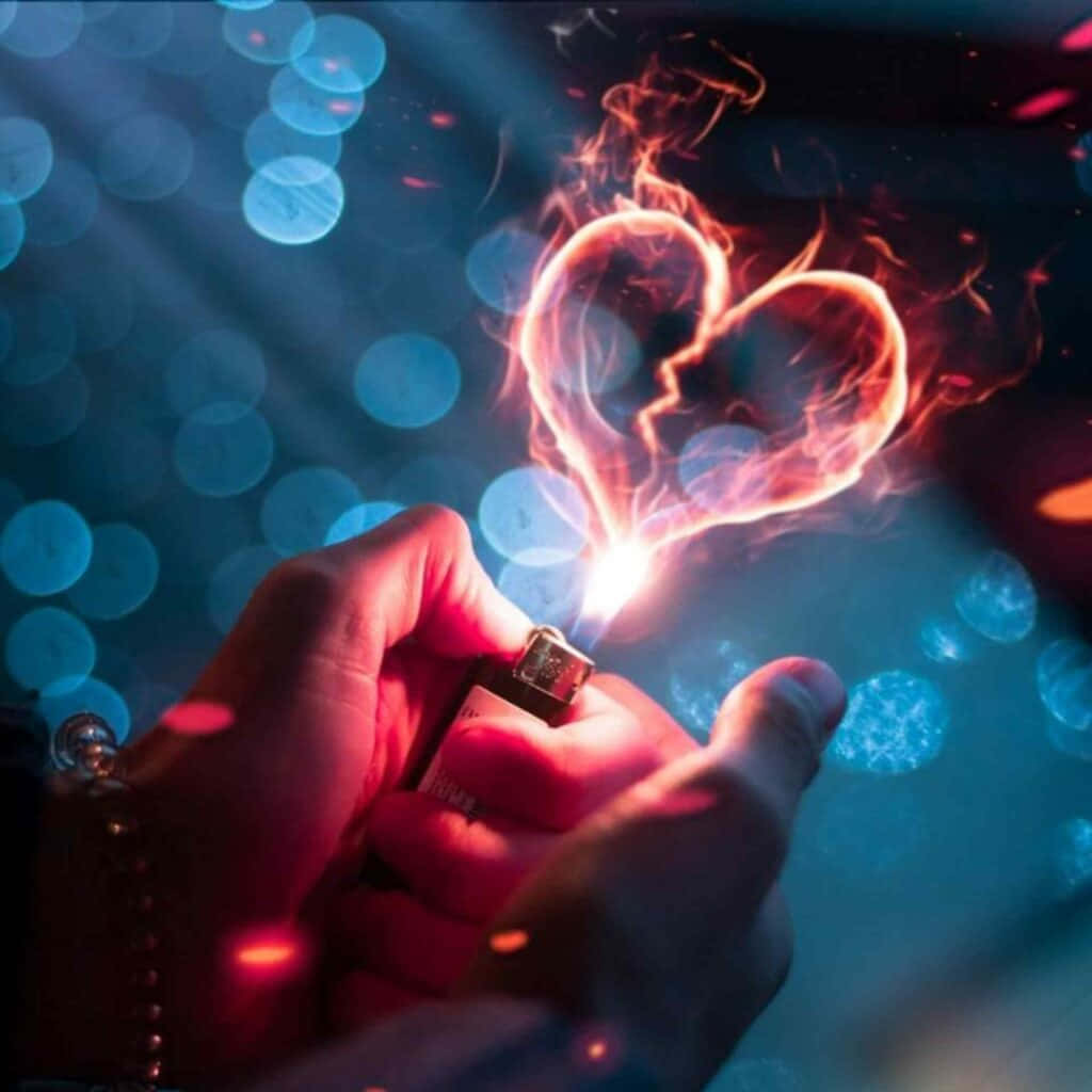 A Person Holding A Lighter With A Heart Shape In It