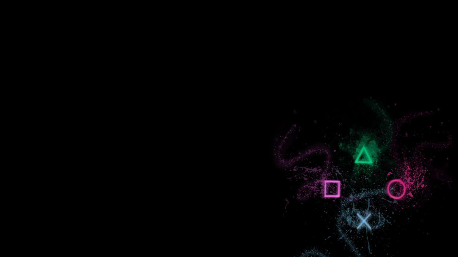 En sort baggrund med farverige playstation-ikoner Wallpaper