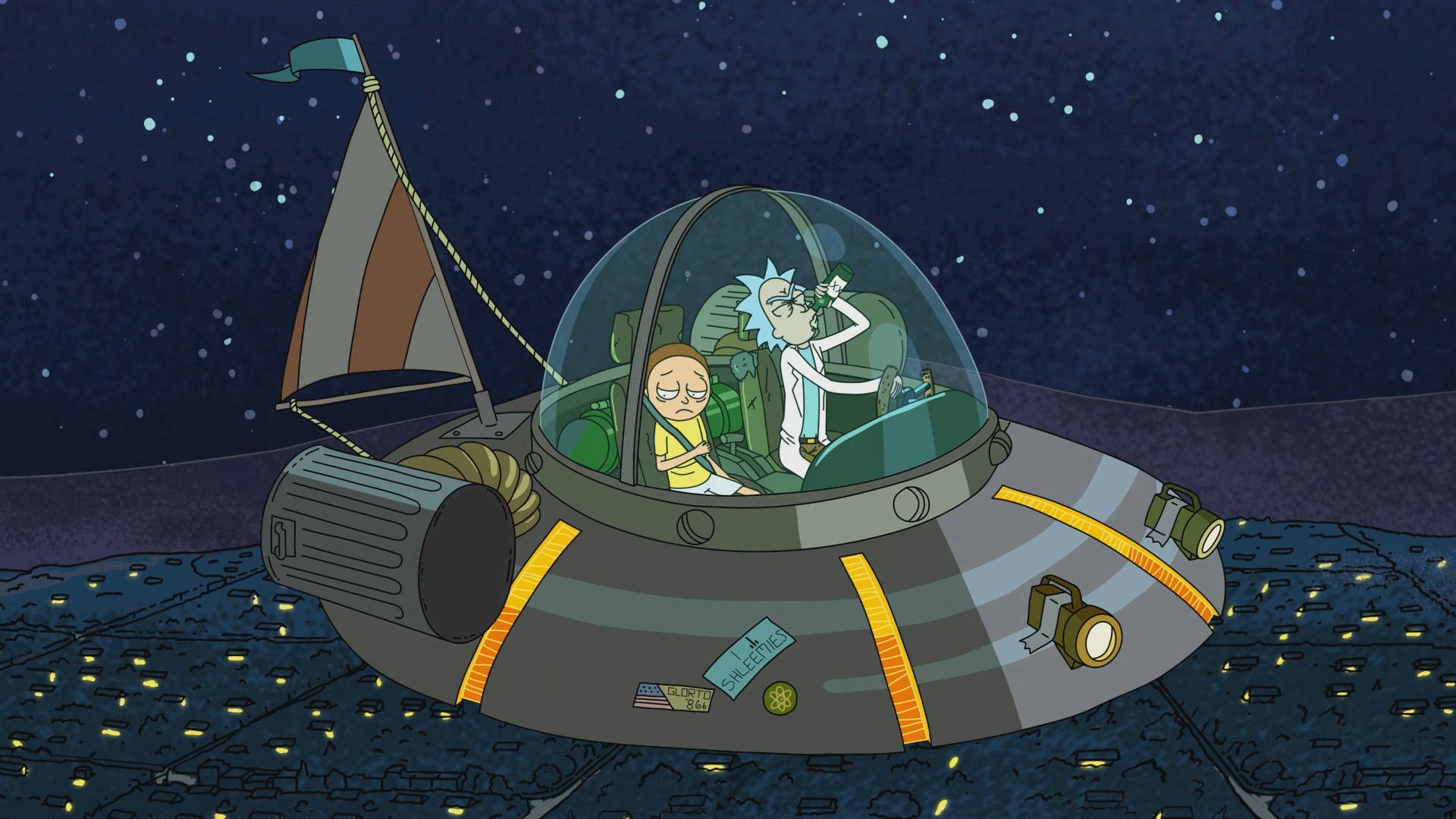 Dope Rick And Morty In Outer Space Background