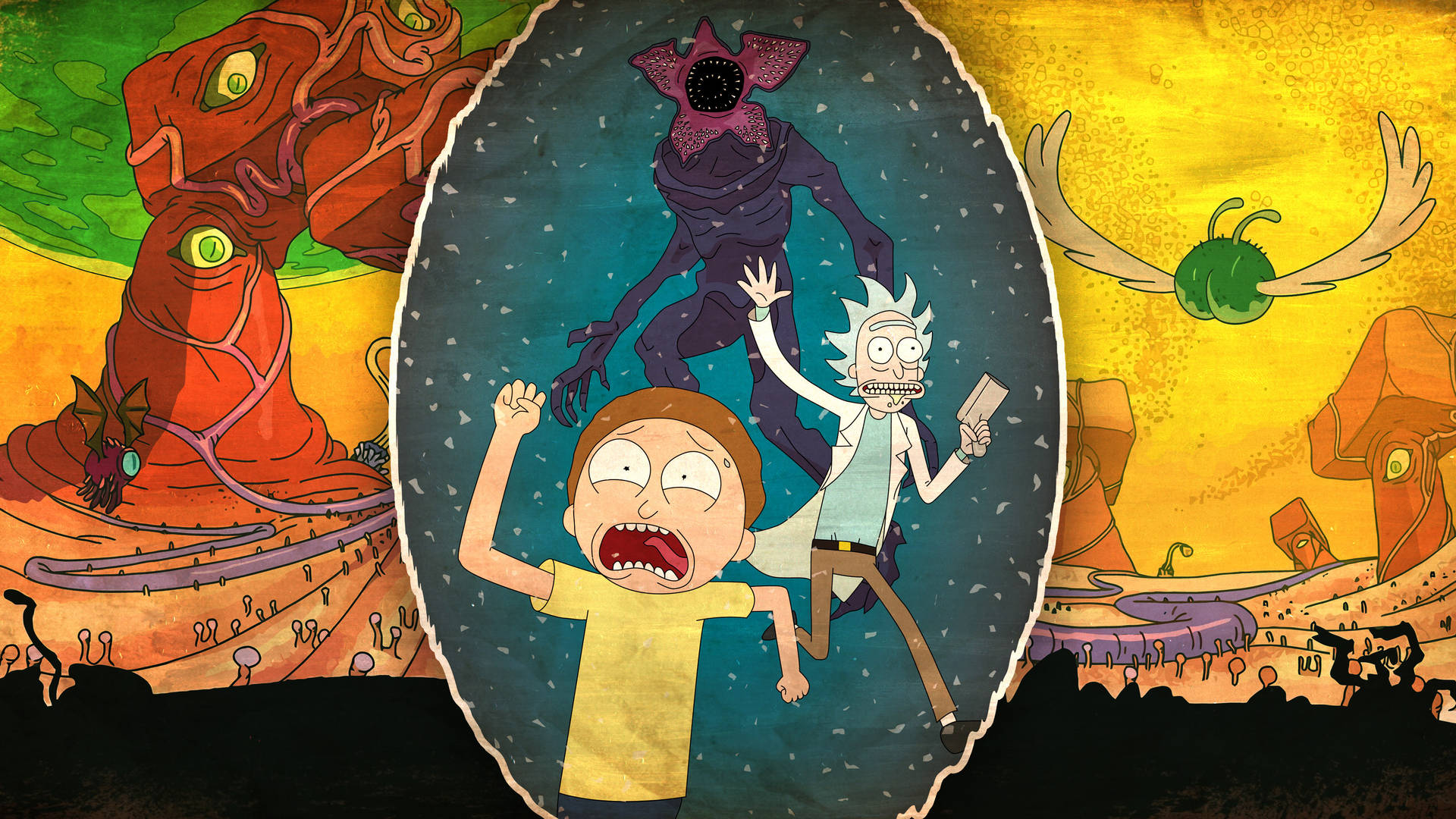 Dope Rick And Morty Monsters Wallpaper